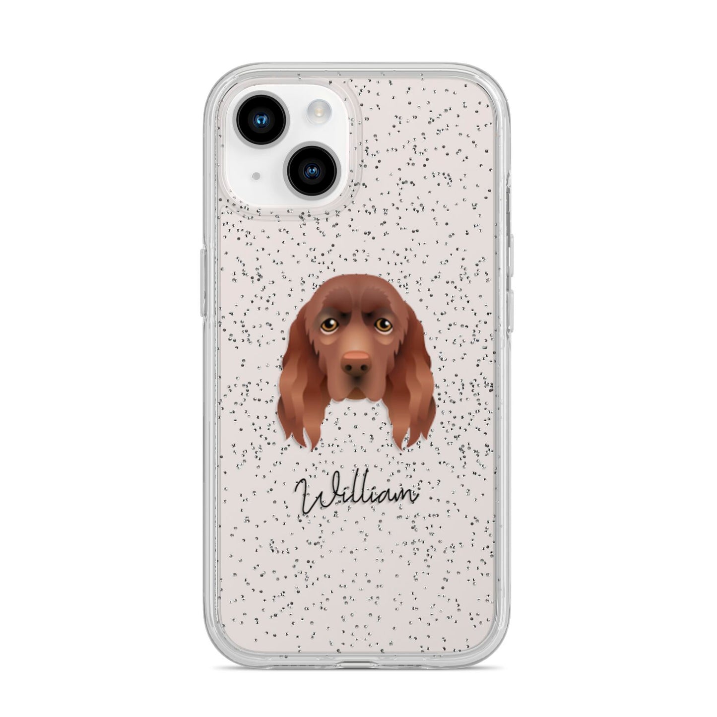 Sussex Spaniel Personalised iPhone 14 Glitter Tough Case Starlight