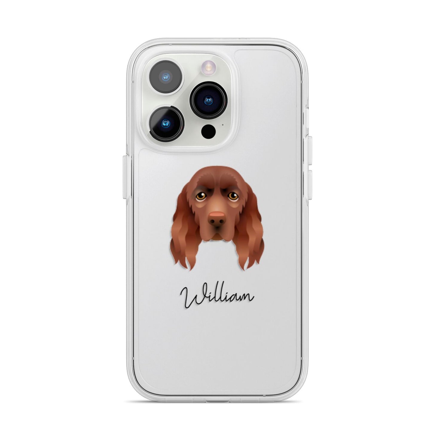 Sussex Spaniel Personalised iPhone 14 Pro Clear Tough Case Silver