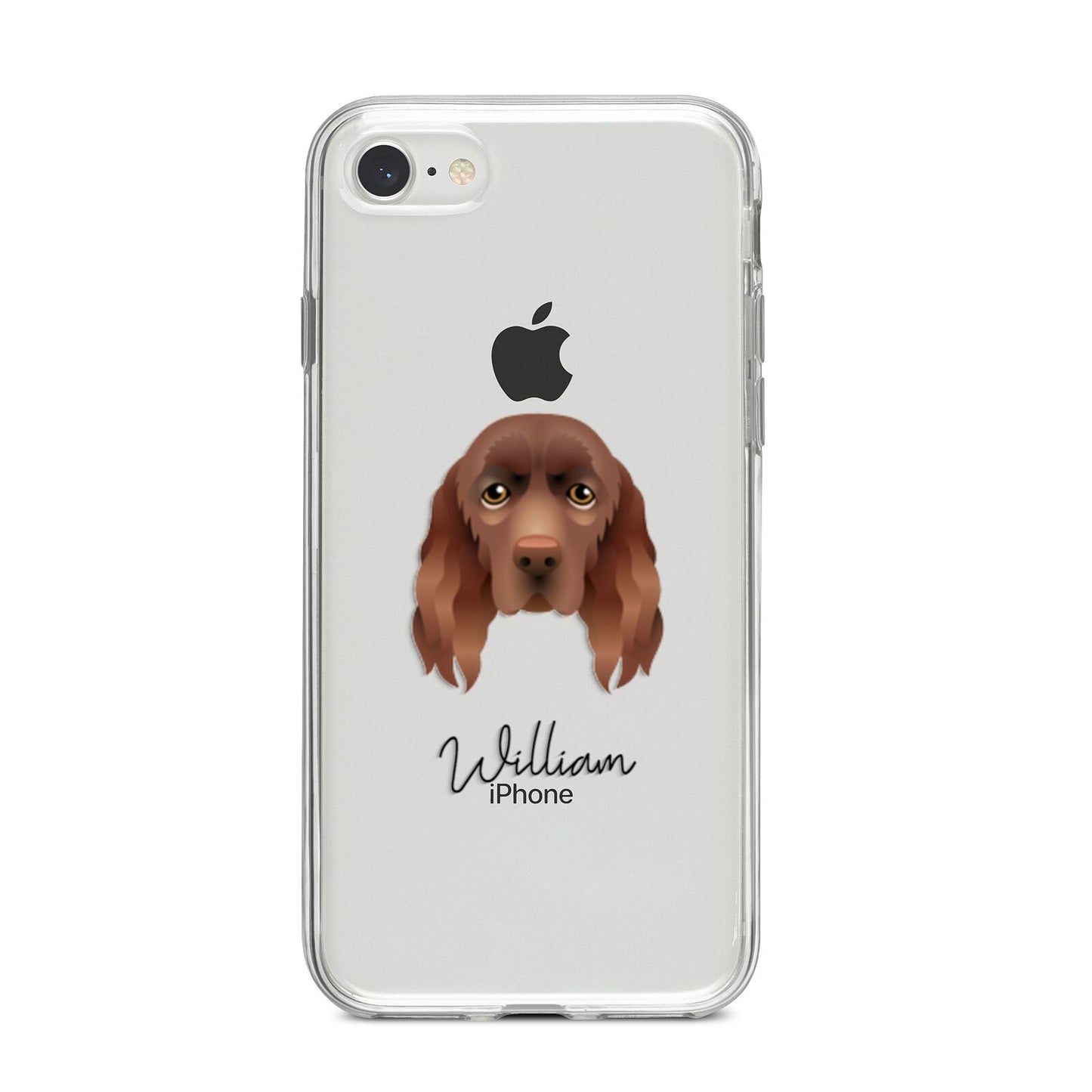 Sussex Spaniel Personalised iPhone 8 Bumper Case on Silver iPhone