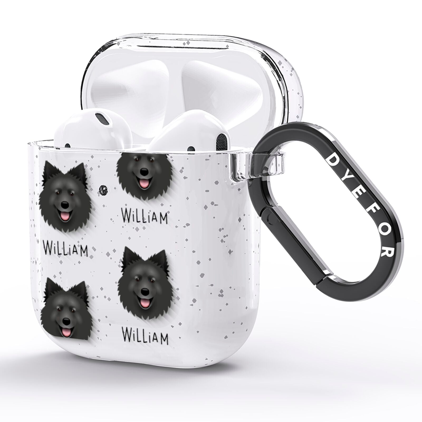 Swedish Lapphund Icon with Name AirPods Glitter Case Side Image