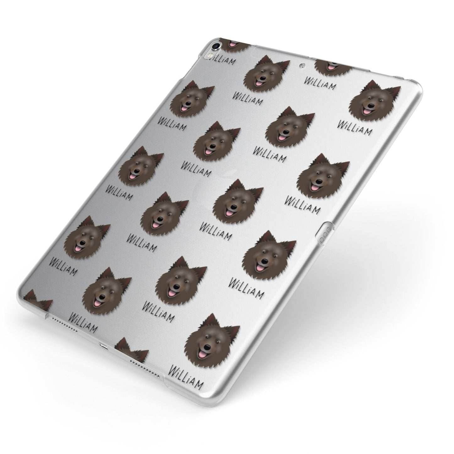 Swedish Lapphund Icon with Name Apple iPad Case on Silver iPad Side View