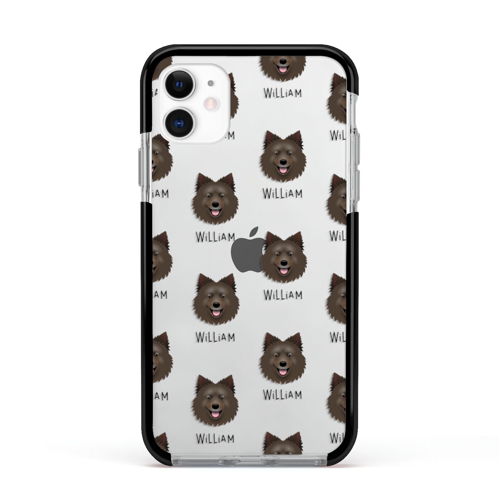 Swedish Lapphund Icon with Name Apple iPhone 11 in White with Black Impact Case
