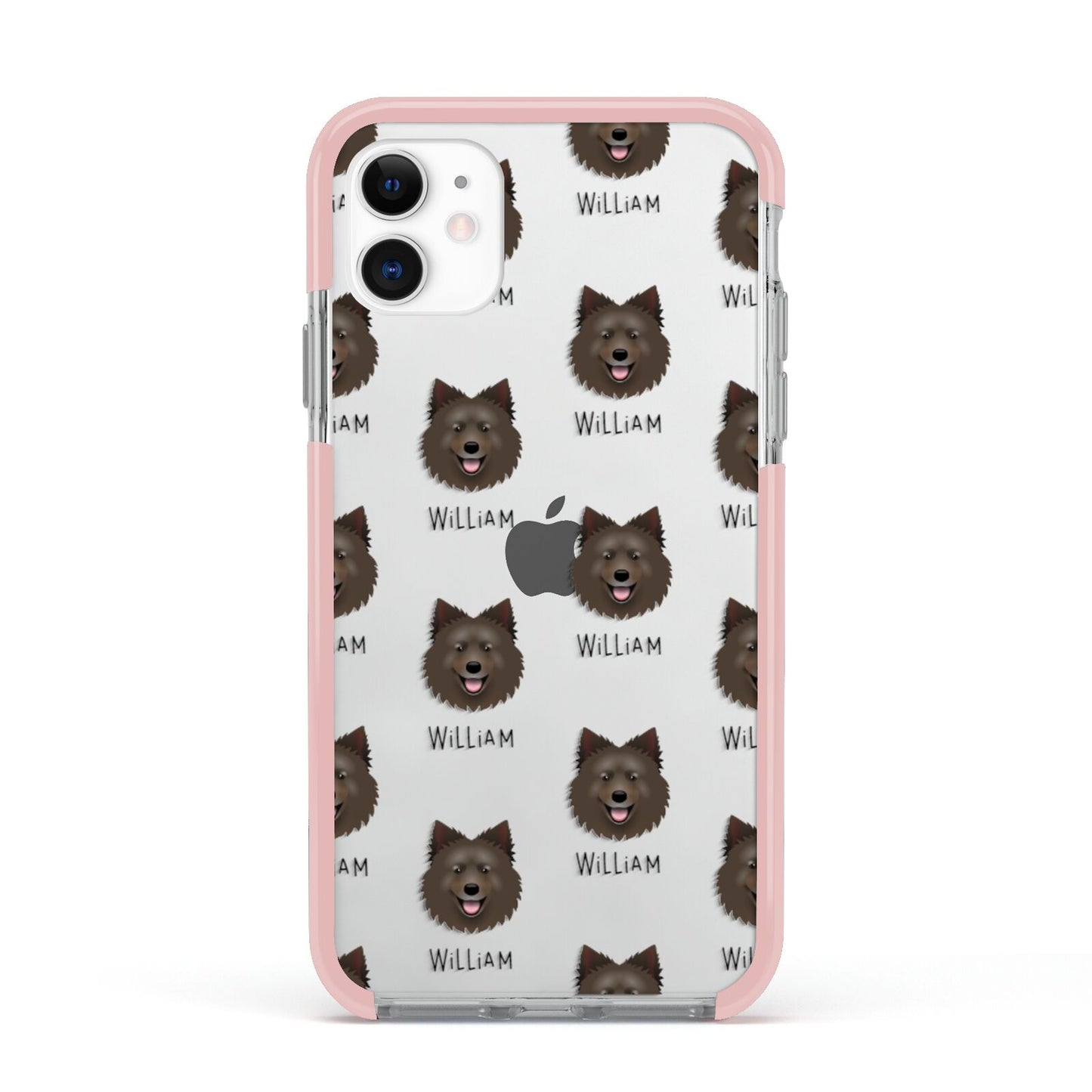 Swedish Lapphund Icon with Name Apple iPhone 11 in White with Pink Impact Case
