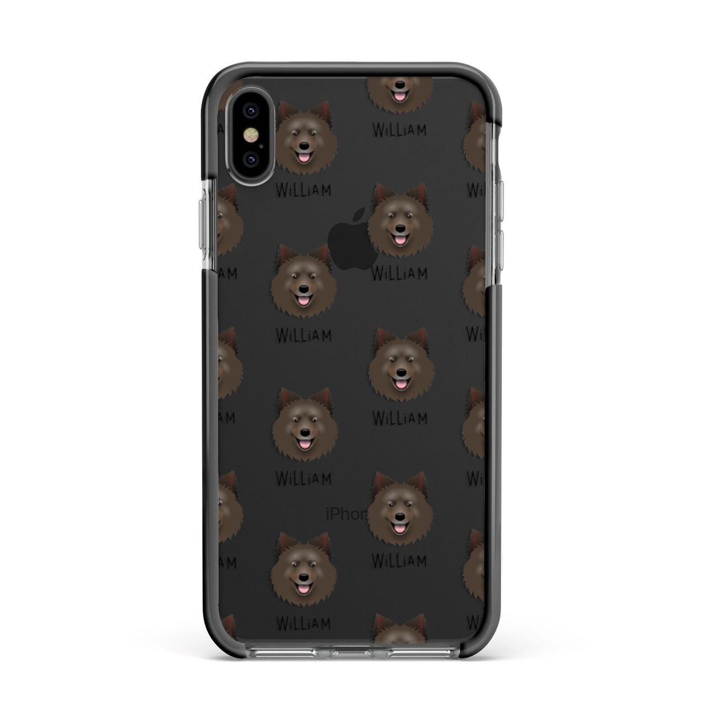 Swedish Lapphund Icon with Name Apple iPhone Xs Max Impact Case Black Edge on Black Phone