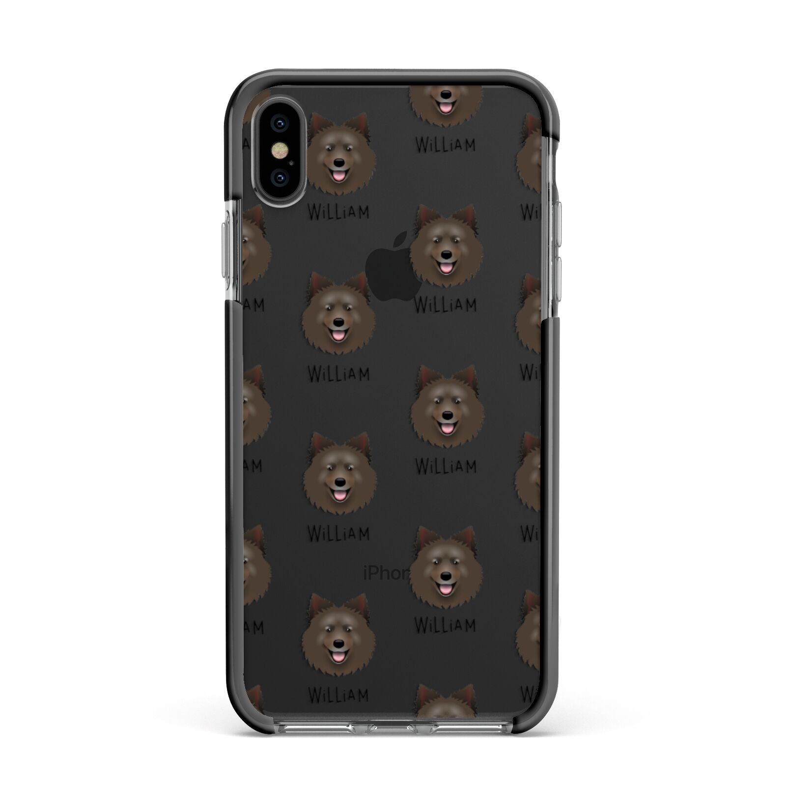 Swedish Lapphund Icon with Name Apple iPhone Xs Max Impact Case Black Edge on Black Phone