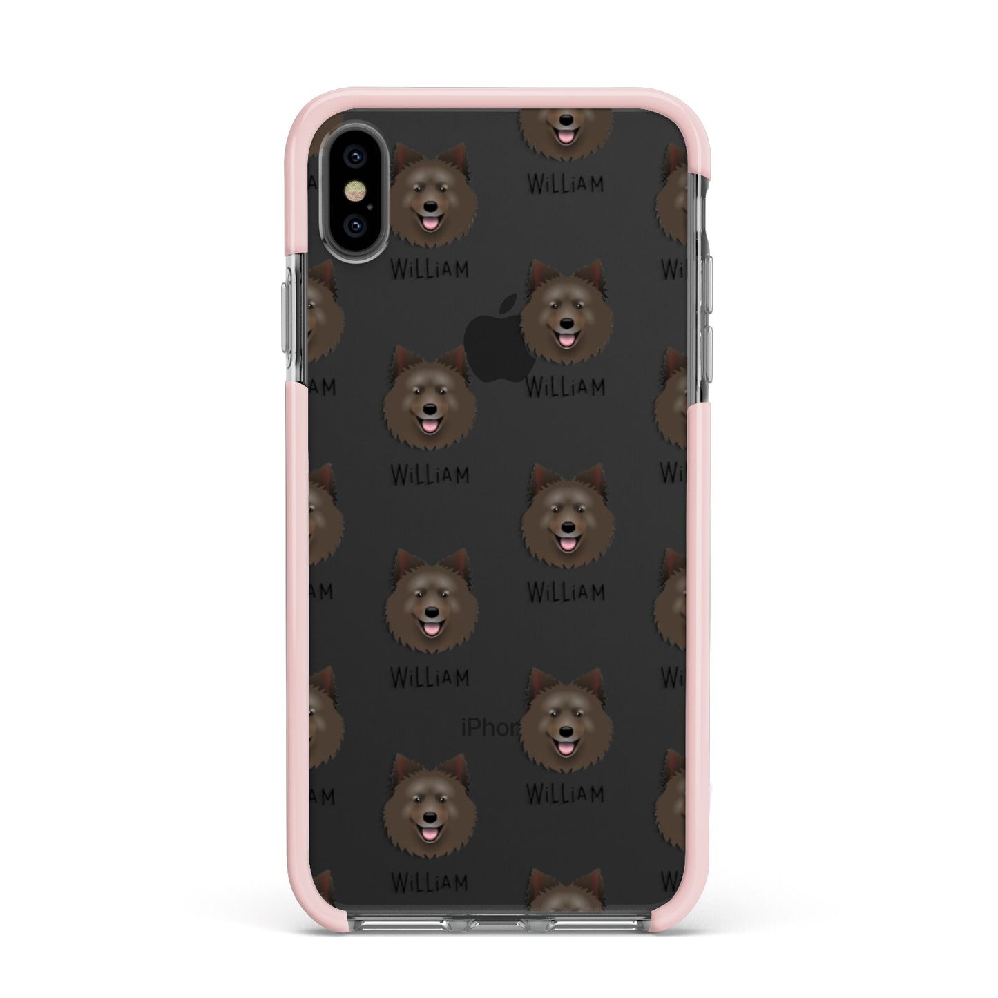 Swedish Lapphund Icon with Name Apple iPhone Xs Max Impact Case Pink Edge on Black Phone