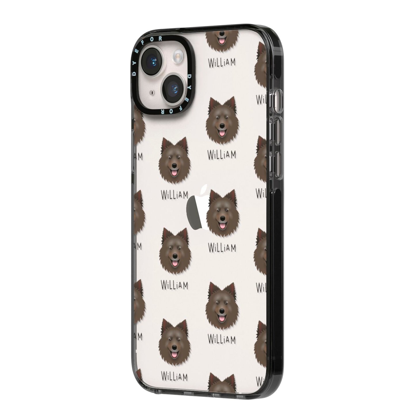Swedish Lapphund Icon with Name iPhone 14 Plus Black Impact Case Side Angle on Silver phone