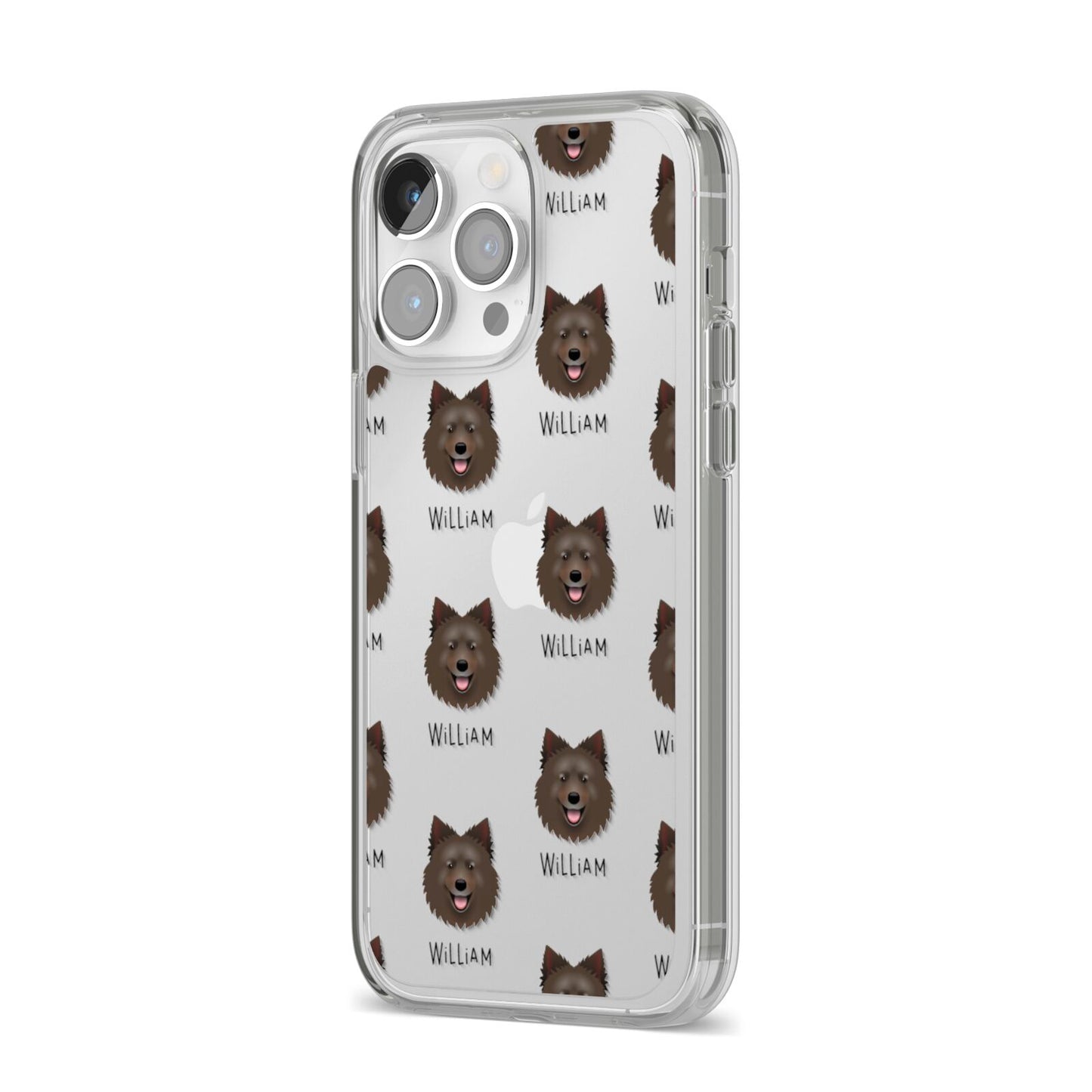 Swedish Lapphund Icon with Name iPhone 14 Pro Max Clear Tough Case Silver Angled Image