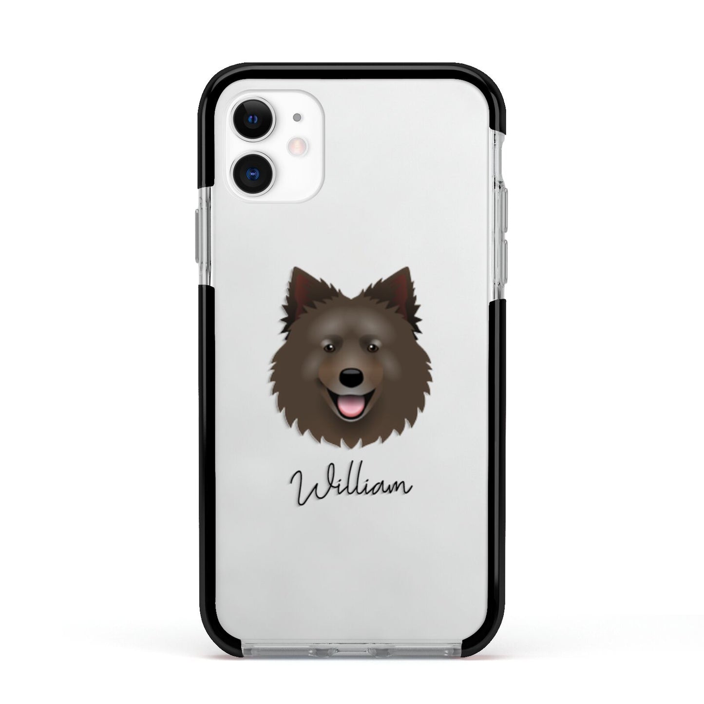 Swedish Lapphund Personalised Apple iPhone 11 in White with Black Impact Case