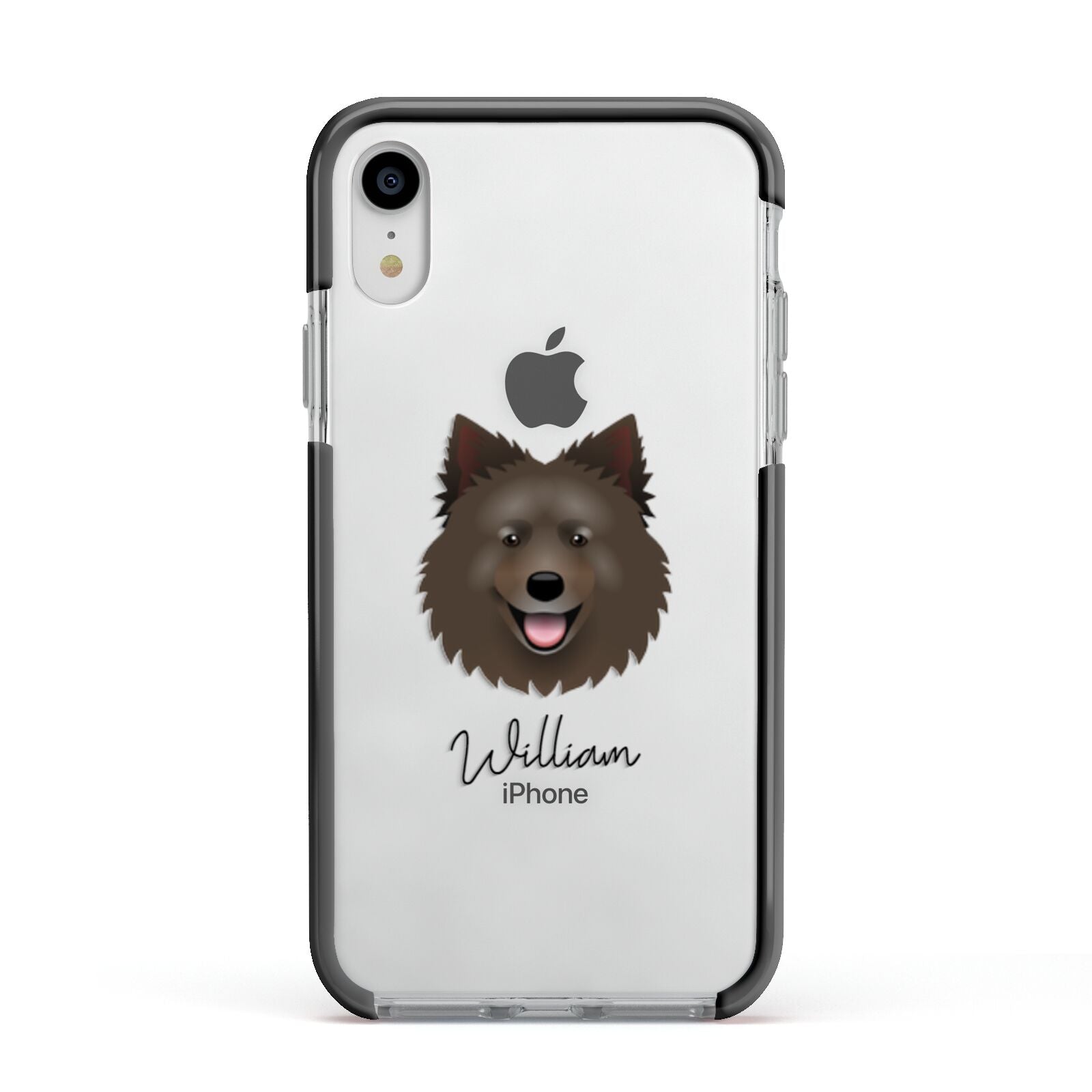 Swedish Lapphund Personalised Apple iPhone XR Impact Case Black Edge on Silver Phone