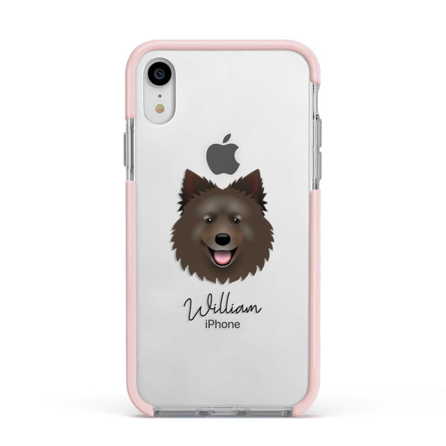 Swedish Lapphund Personalised Apple iPhone XR Impact Case Pink Edge on Silver Phone