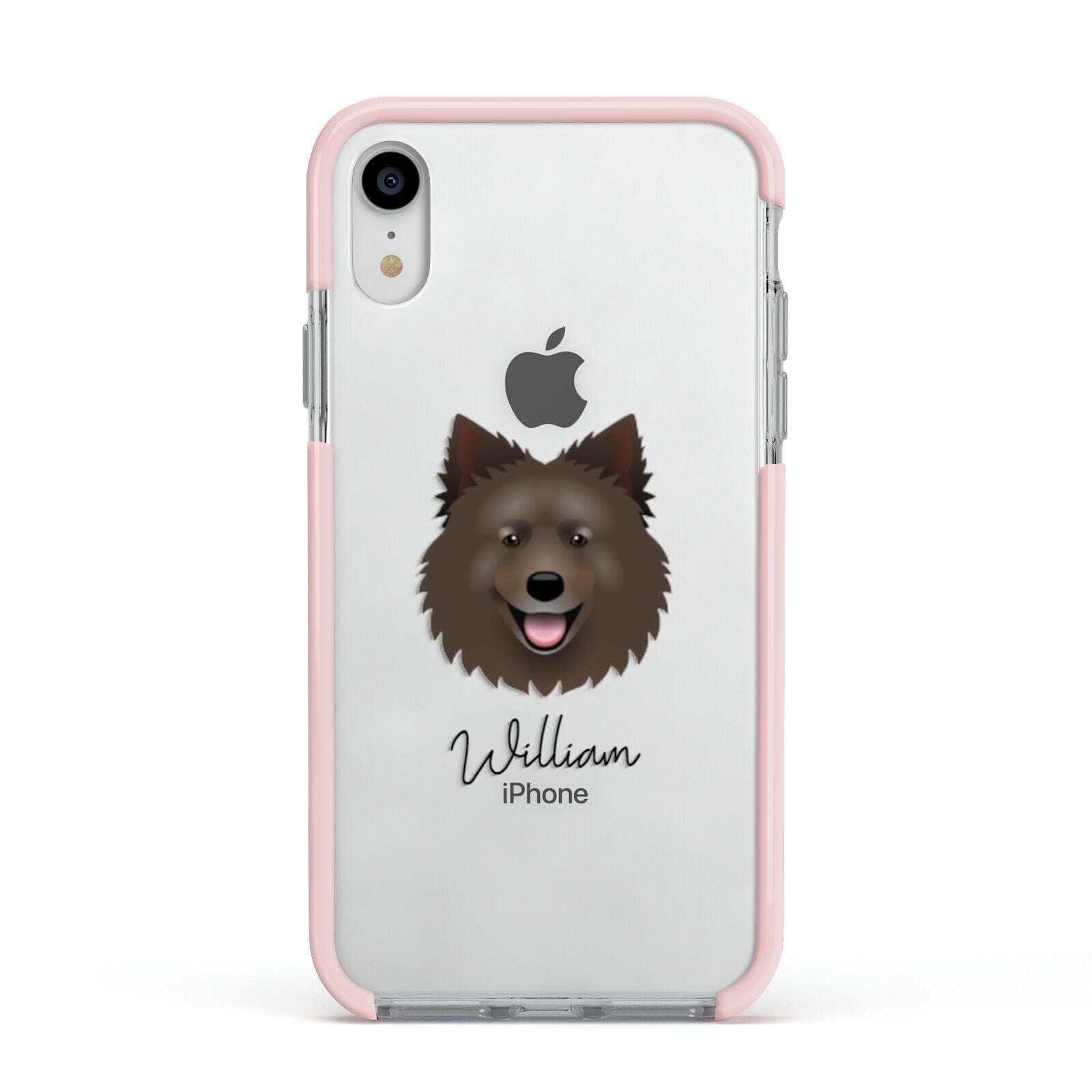 Swedish Lapphund Personalised Apple iPhone XR Impact Case Pink Edge on Silver Phone