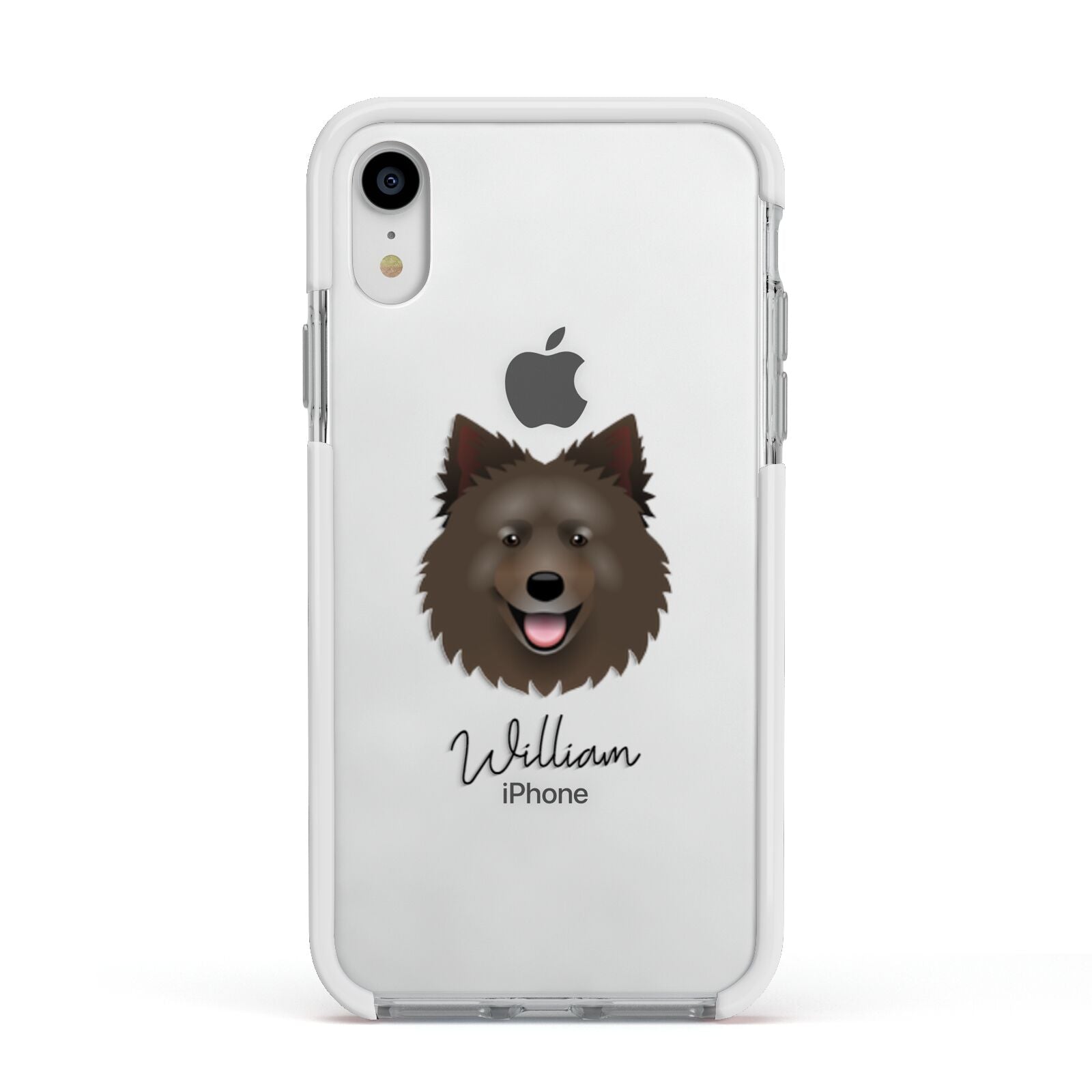 Swedish Lapphund Personalised Apple iPhone XR Impact Case White Edge on Silver Phone