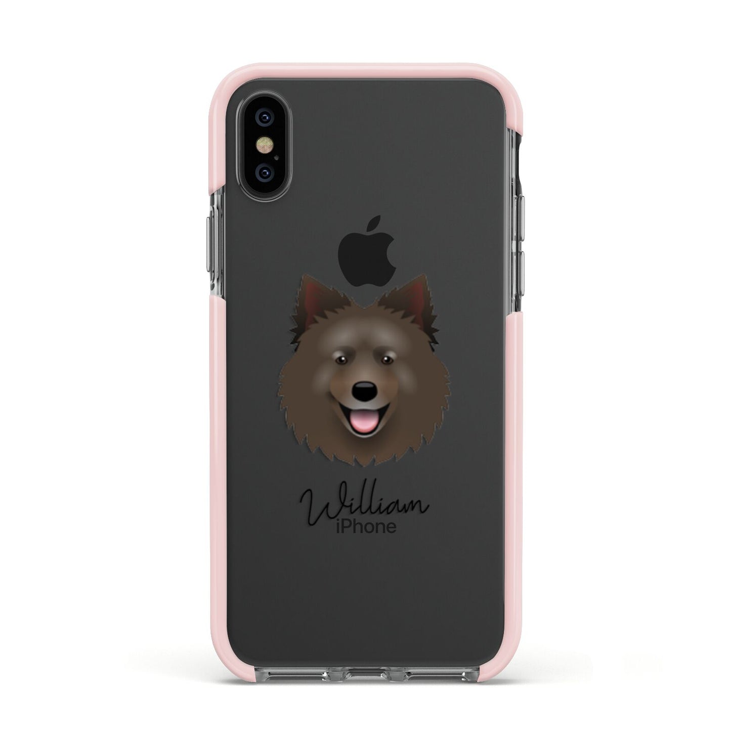 Swedish Lapphund Personalised Apple iPhone Xs Impact Case Pink Edge on Black Phone