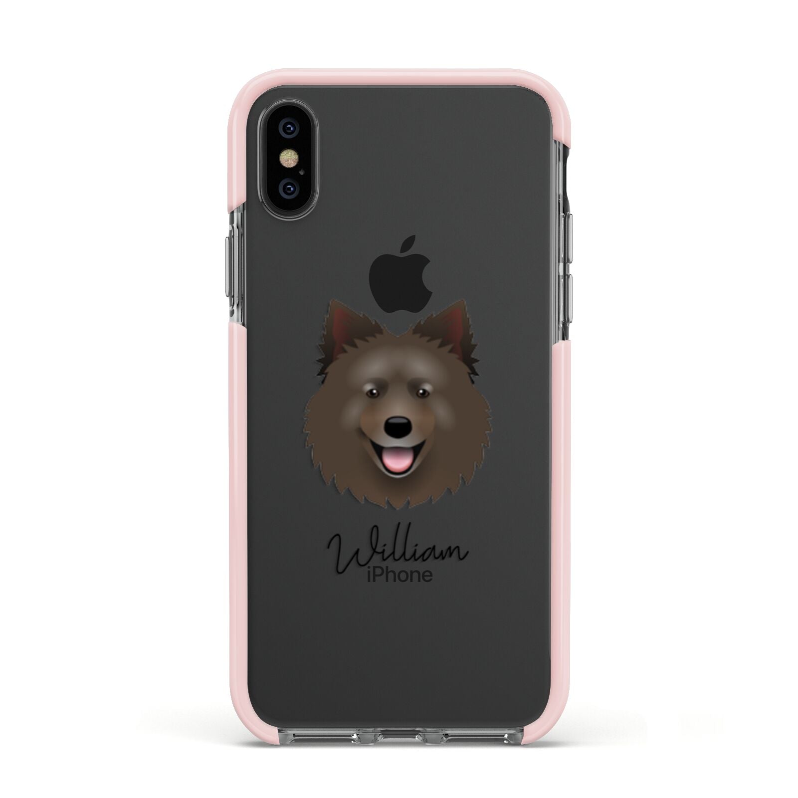 Swedish Lapphund Personalised Apple iPhone Xs Impact Case Pink Edge on Black Phone