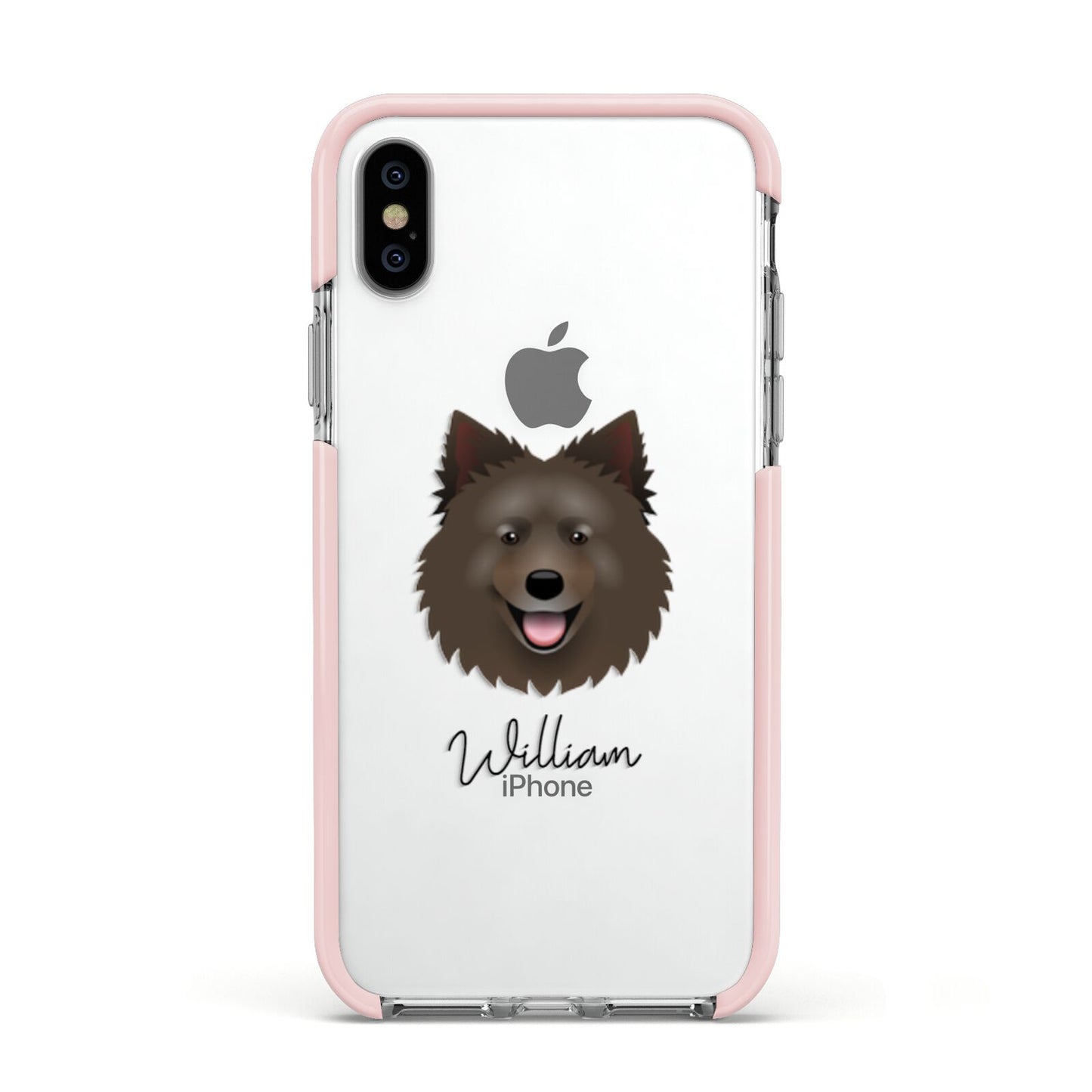 Swedish Lapphund Personalised Apple iPhone Xs Impact Case Pink Edge on Silver Phone
