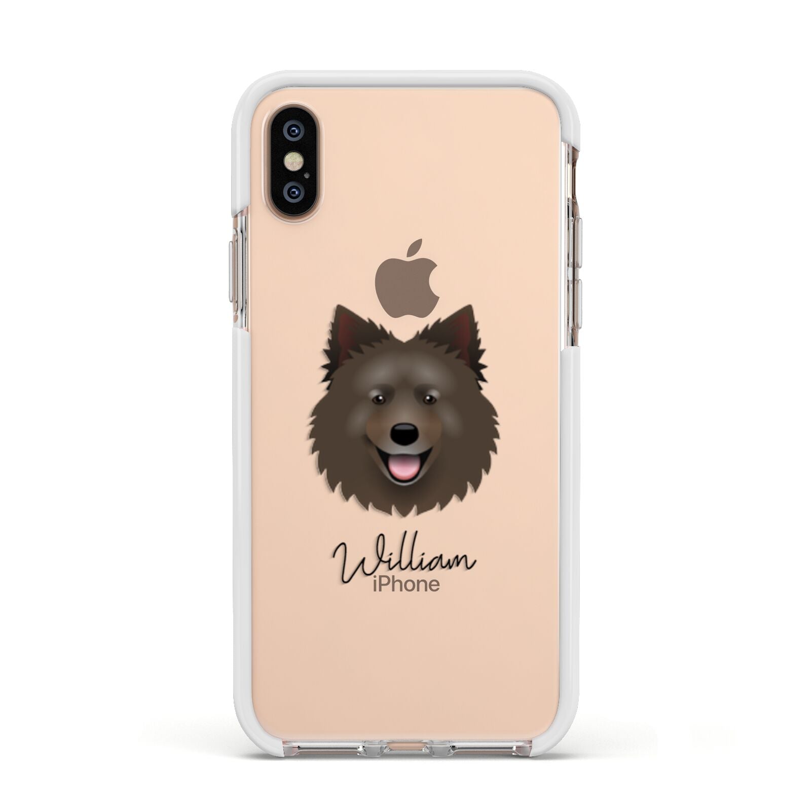 Swedish Lapphund Personalised Apple iPhone Xs Impact Case White Edge on Gold Phone