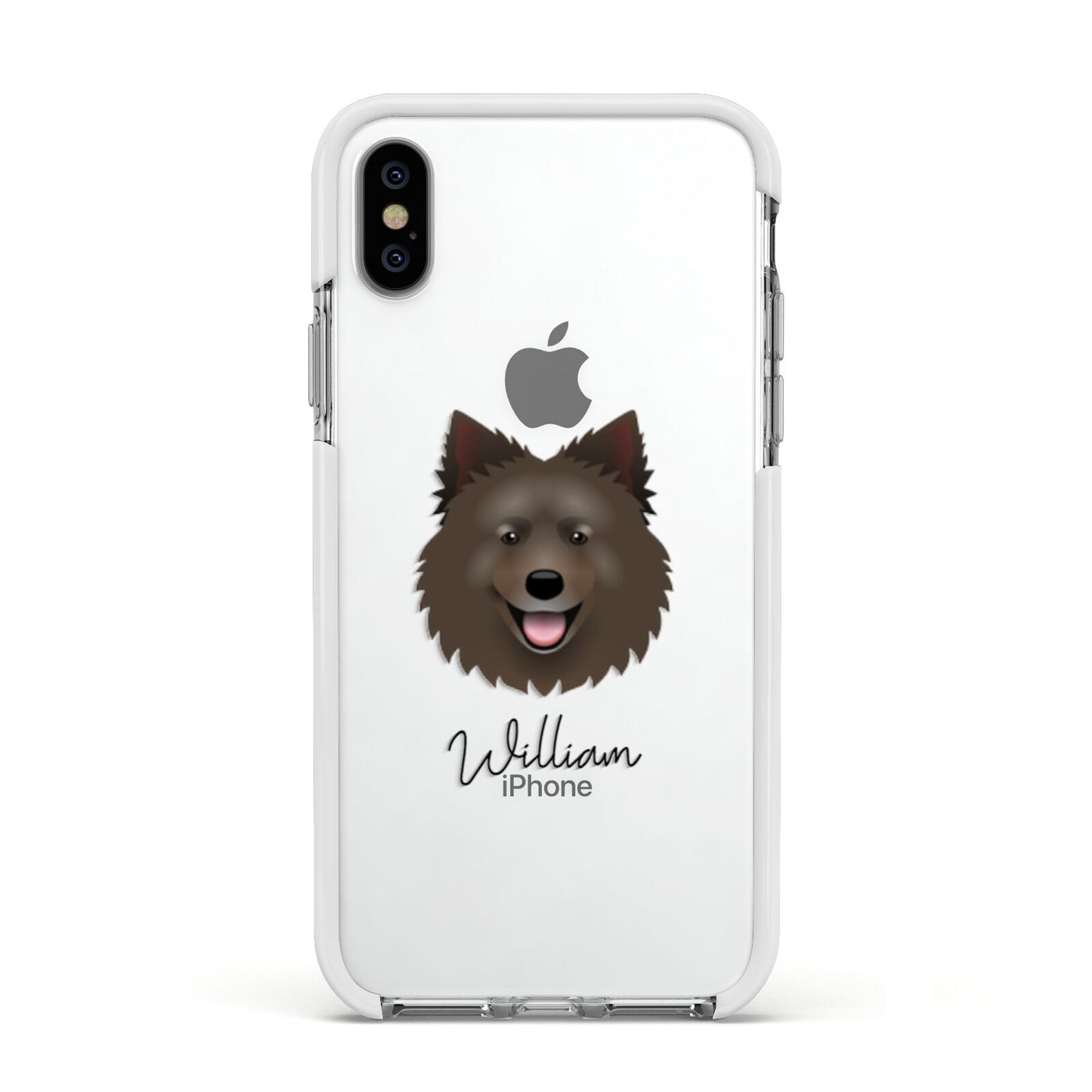 Swedish Lapphund Personalised Apple iPhone Xs Impact Case White Edge on Silver Phone