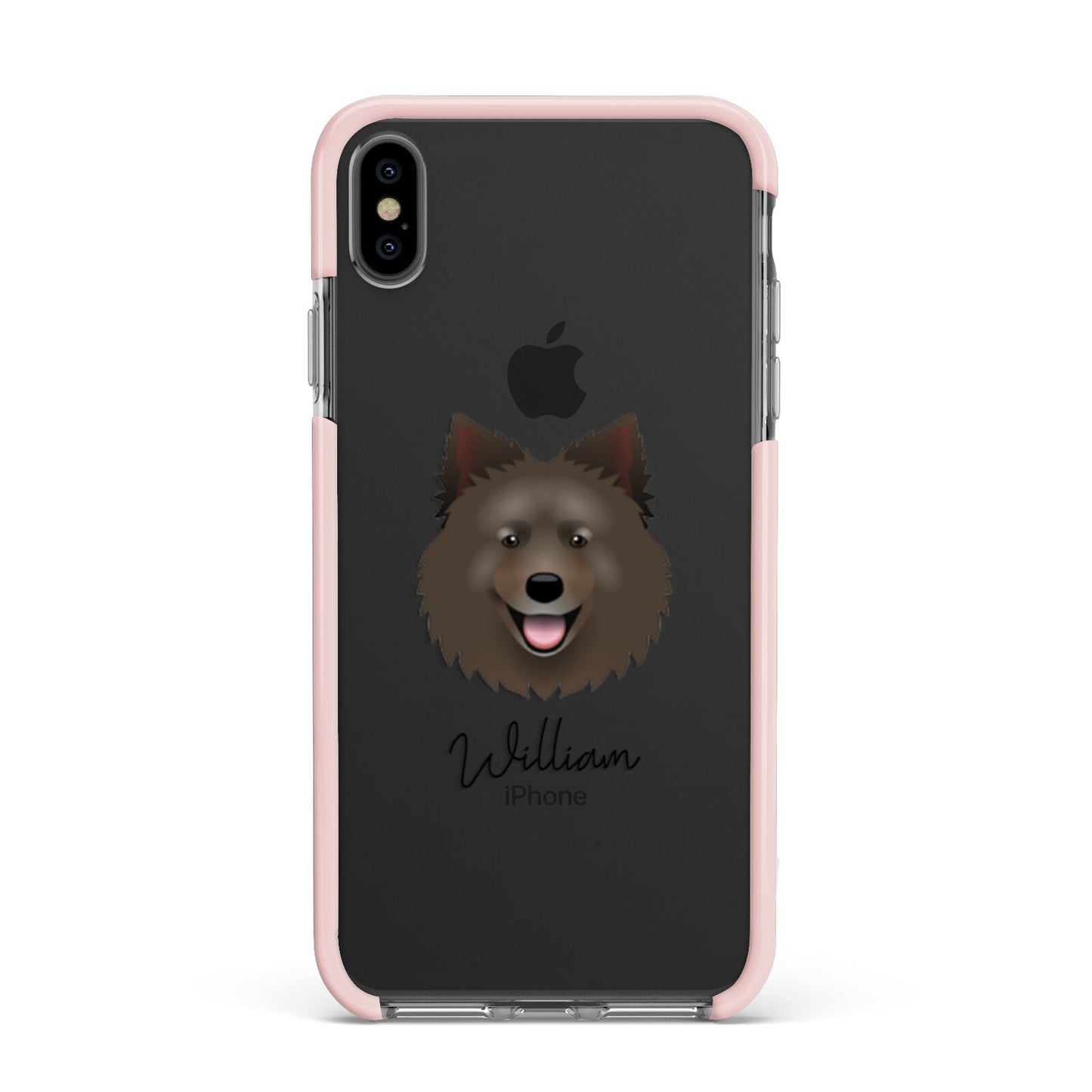 Swedish Lapphund Personalised Apple iPhone Xs Max Impact Case Pink Edge on Black Phone
