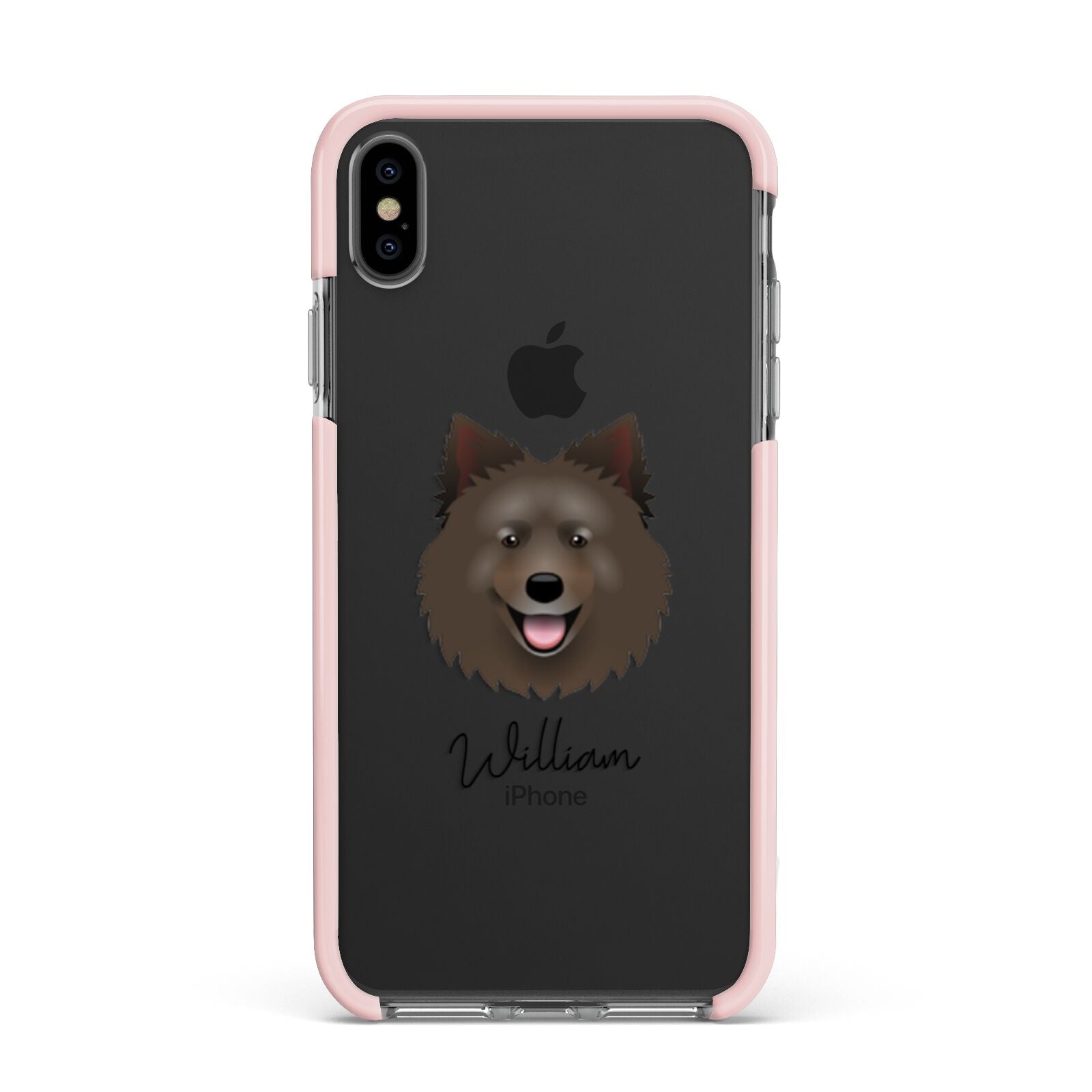 Swedish Lapphund Personalised Apple iPhone Xs Max Impact Case Pink Edge on Black Phone