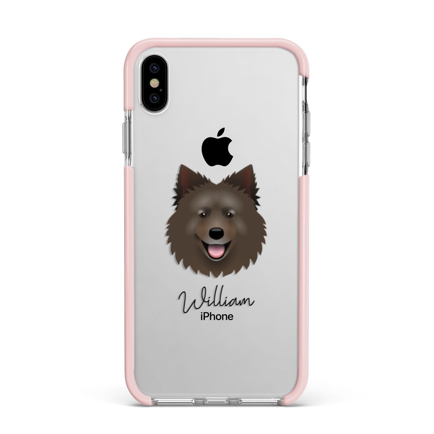 Swedish Lapphund Personalised Apple iPhone Xs Max Impact Case Pink Edge on Silver Phone