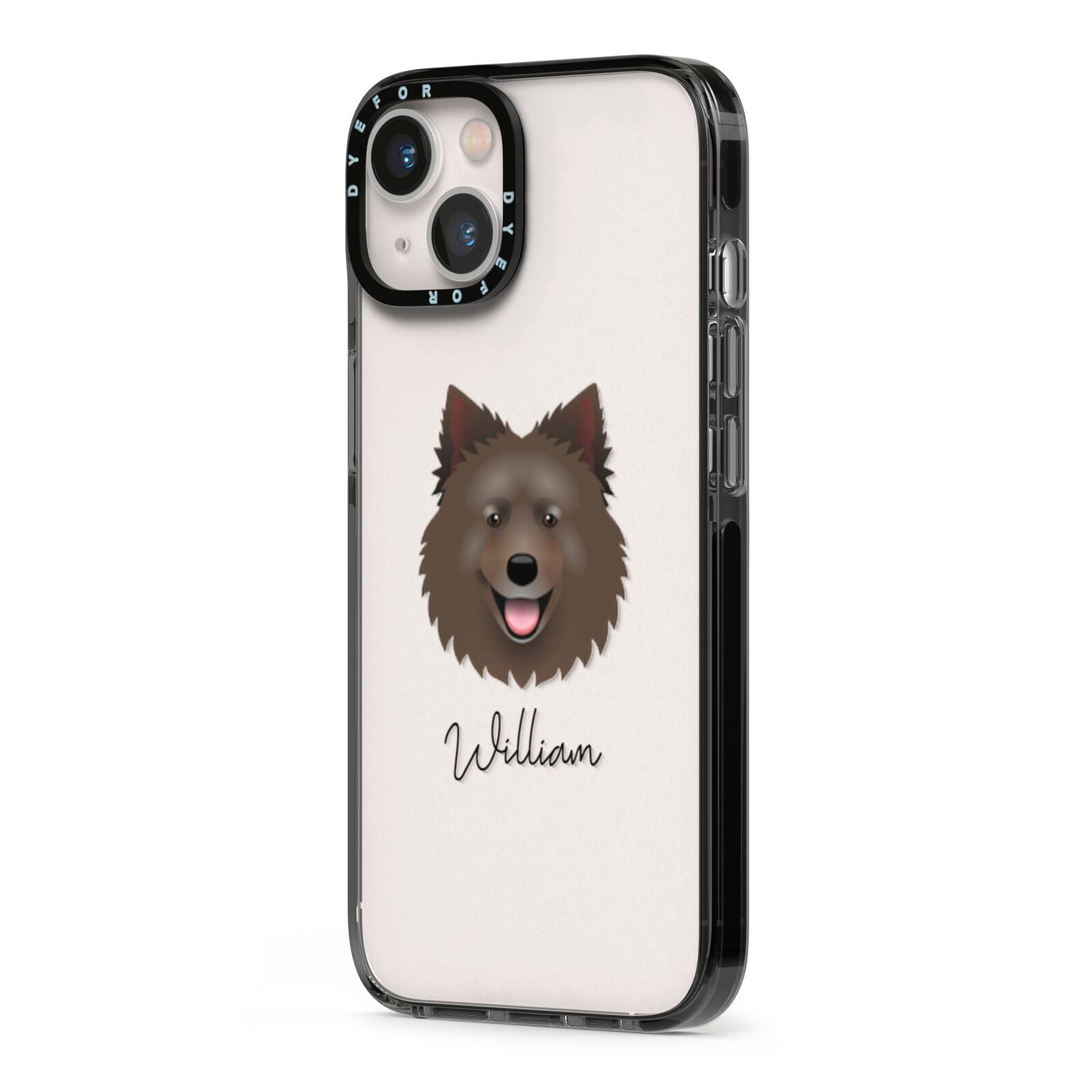 Swedish Lapphund Personalised iPhone 13 Black Impact Case Side Angle on Silver phone