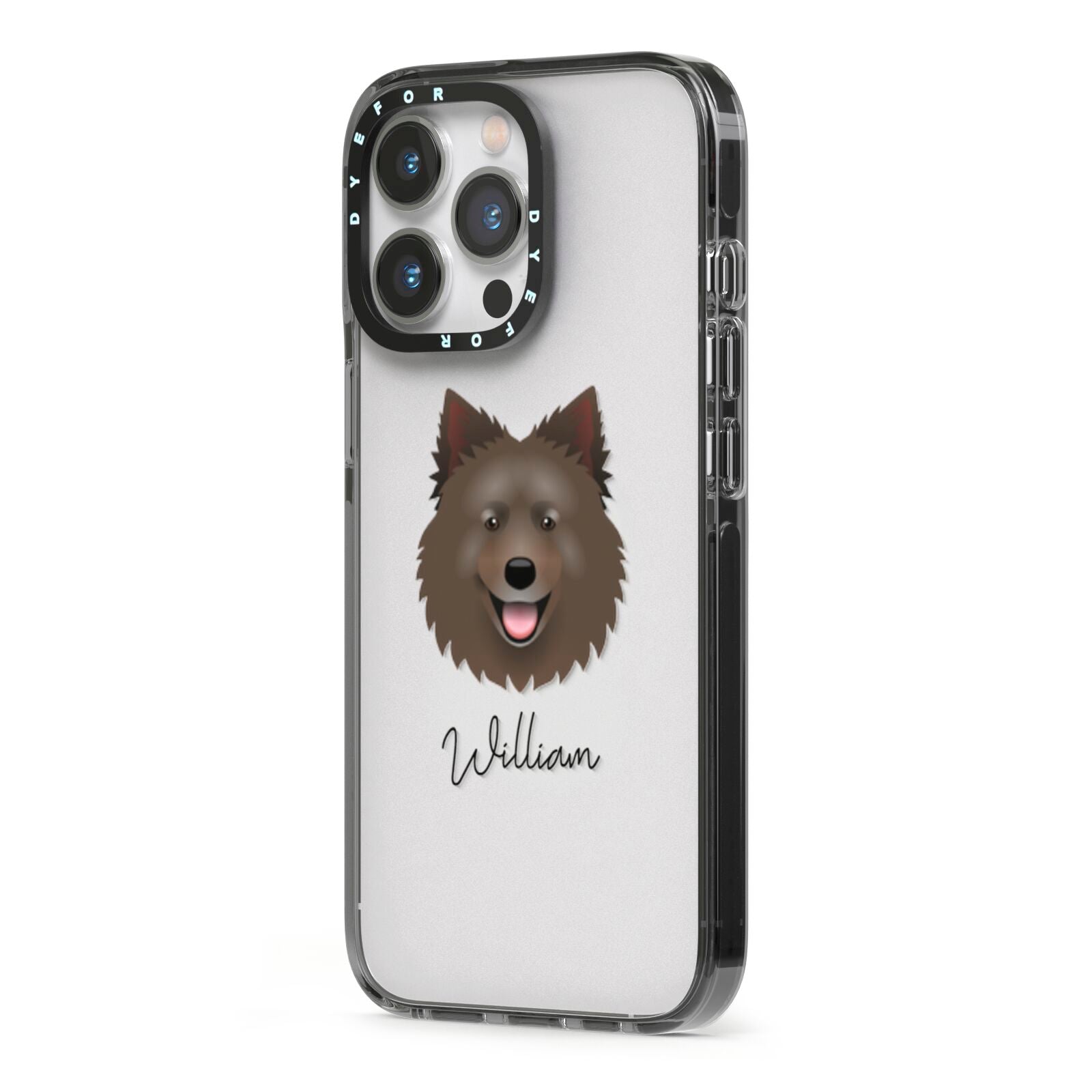 Swedish Lapphund Personalised iPhone 13 Pro Black Impact Case Side Angle on Silver phone