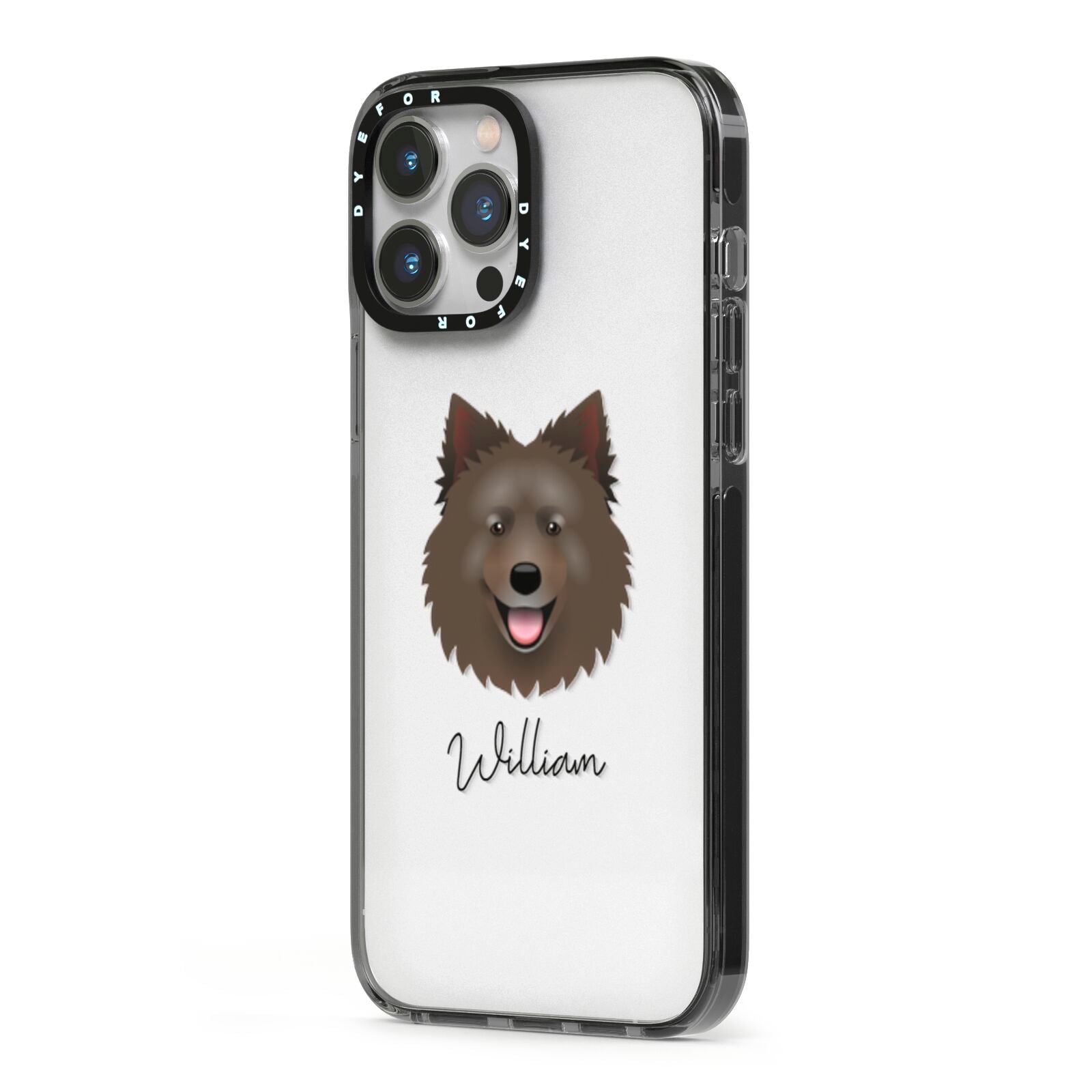 Swedish Lapphund Personalised iPhone 13 Pro Max Black Impact Case Side Angle on Silver phone