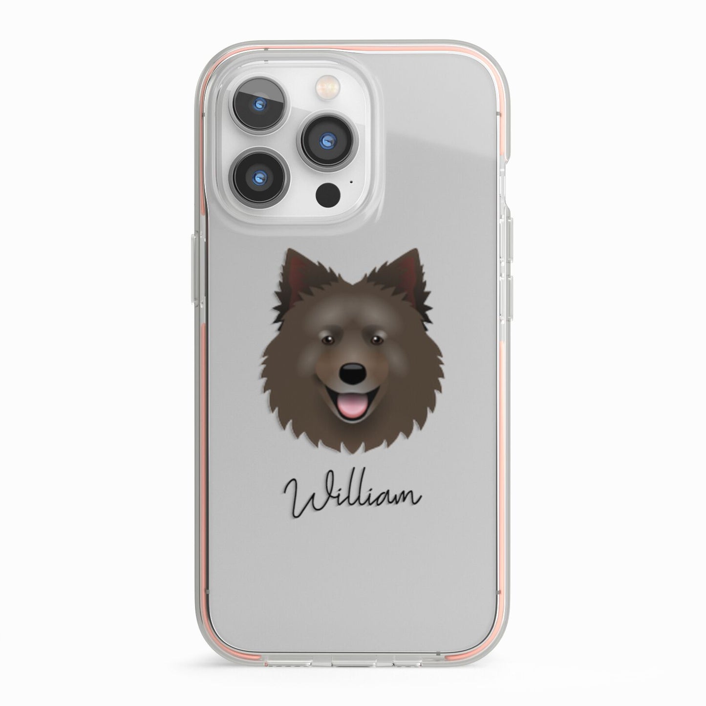 Swedish Lapphund Personalised iPhone 13 Pro TPU Impact Case with Pink Edges