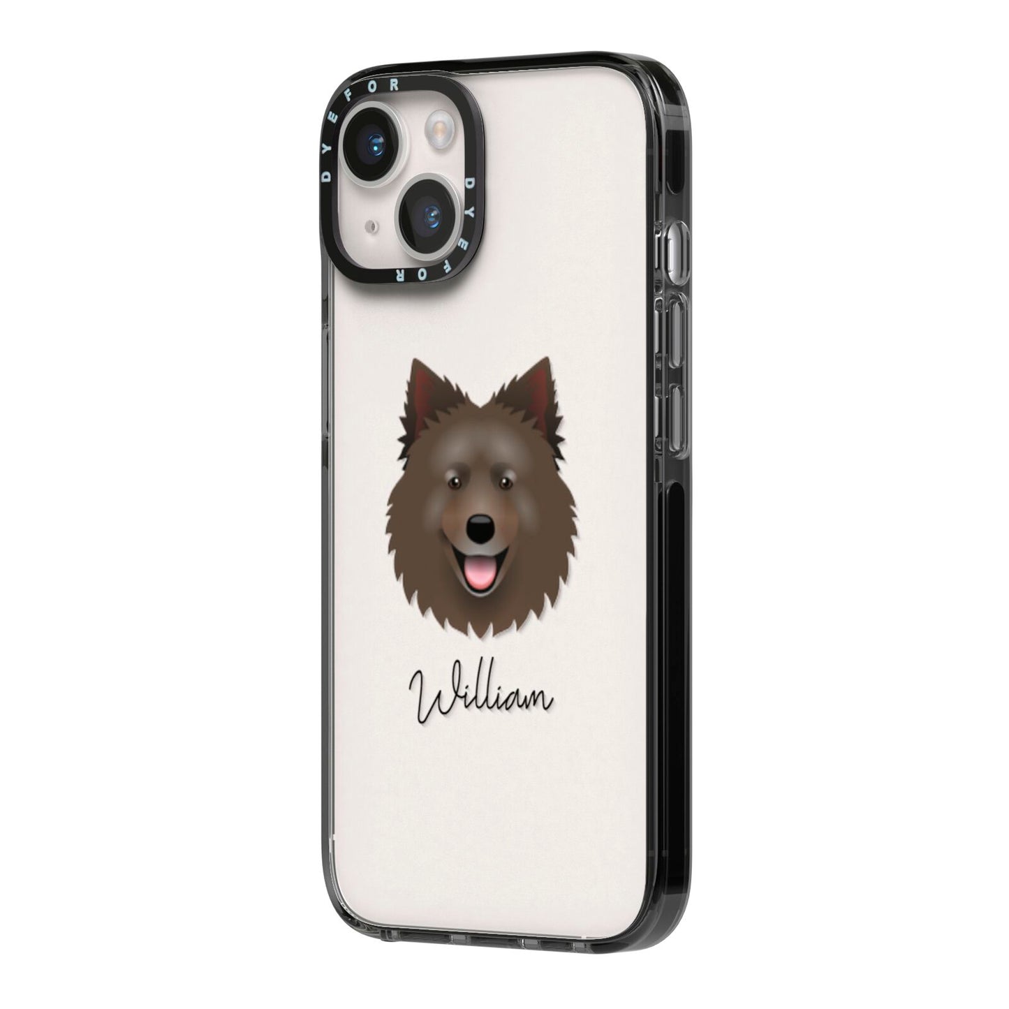 Swedish Lapphund Personalised iPhone 14 Black Impact Case Side Angle on Silver phone