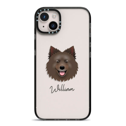 Swedish Lapphund Personalised iPhone 14 Plus Black Impact Case on Silver phone
