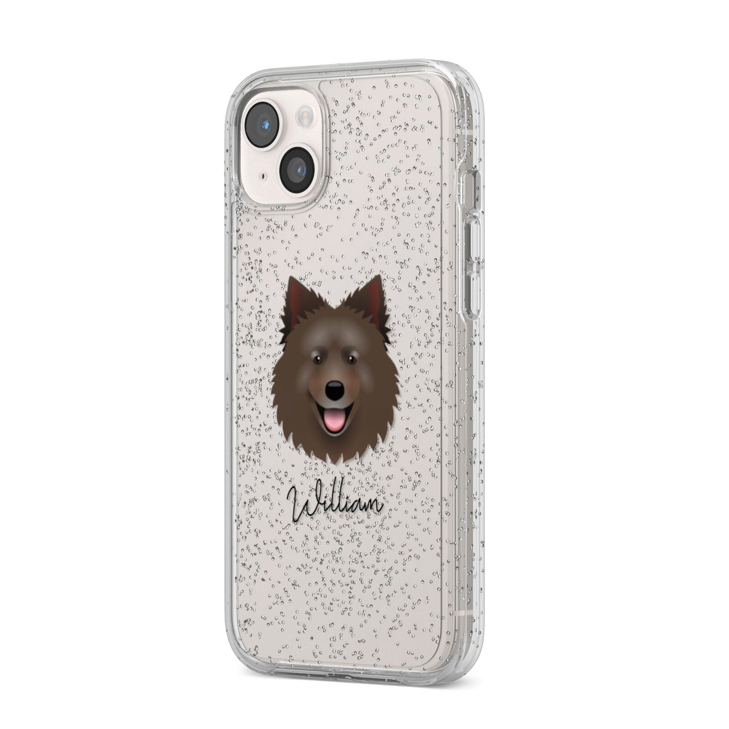 Swedish Lapphund Personalised iPhone 14 Plus Glitter Tough Case Starlight Angled Image