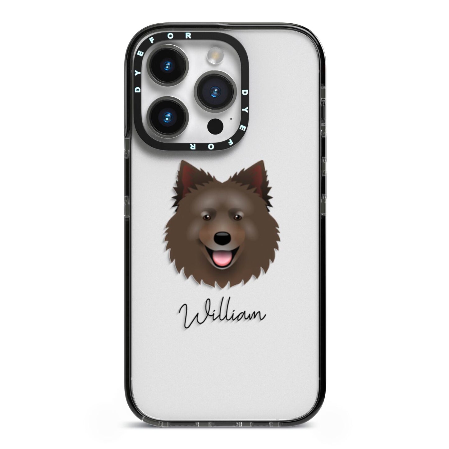 Swedish Lapphund Personalised iPhone 14 Pro Black Impact Case on Silver phone