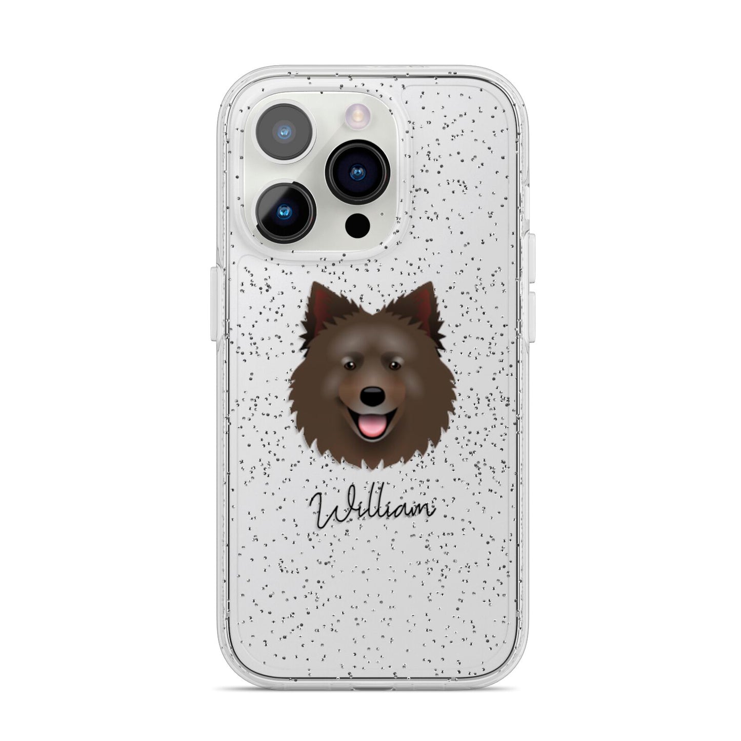 Swedish Lapphund Personalised iPhone 14 Pro Glitter Tough Case Silver