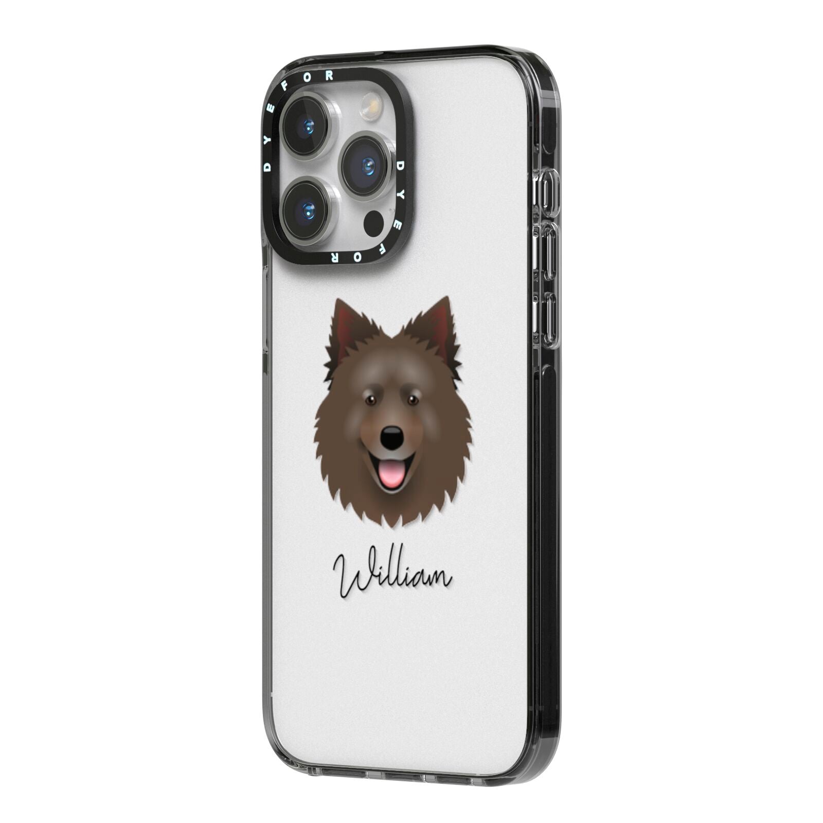 Swedish Lapphund Personalised iPhone 14 Pro Max Black Impact Case Side Angle on Silver phone