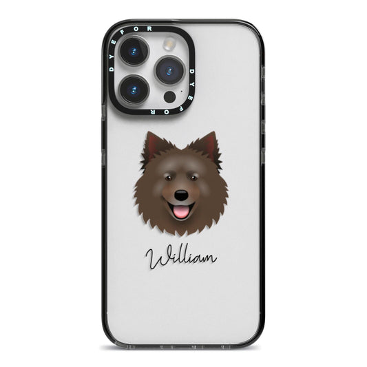 Swedish Lapphund Personalised iPhone 14 Pro Max Black Impact Case on Silver phone