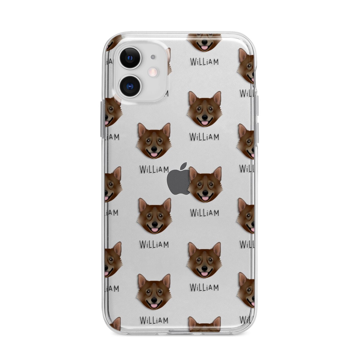 Swedish Vallhund Icon with Name Apple iPhone 11 in White with Bumper Case