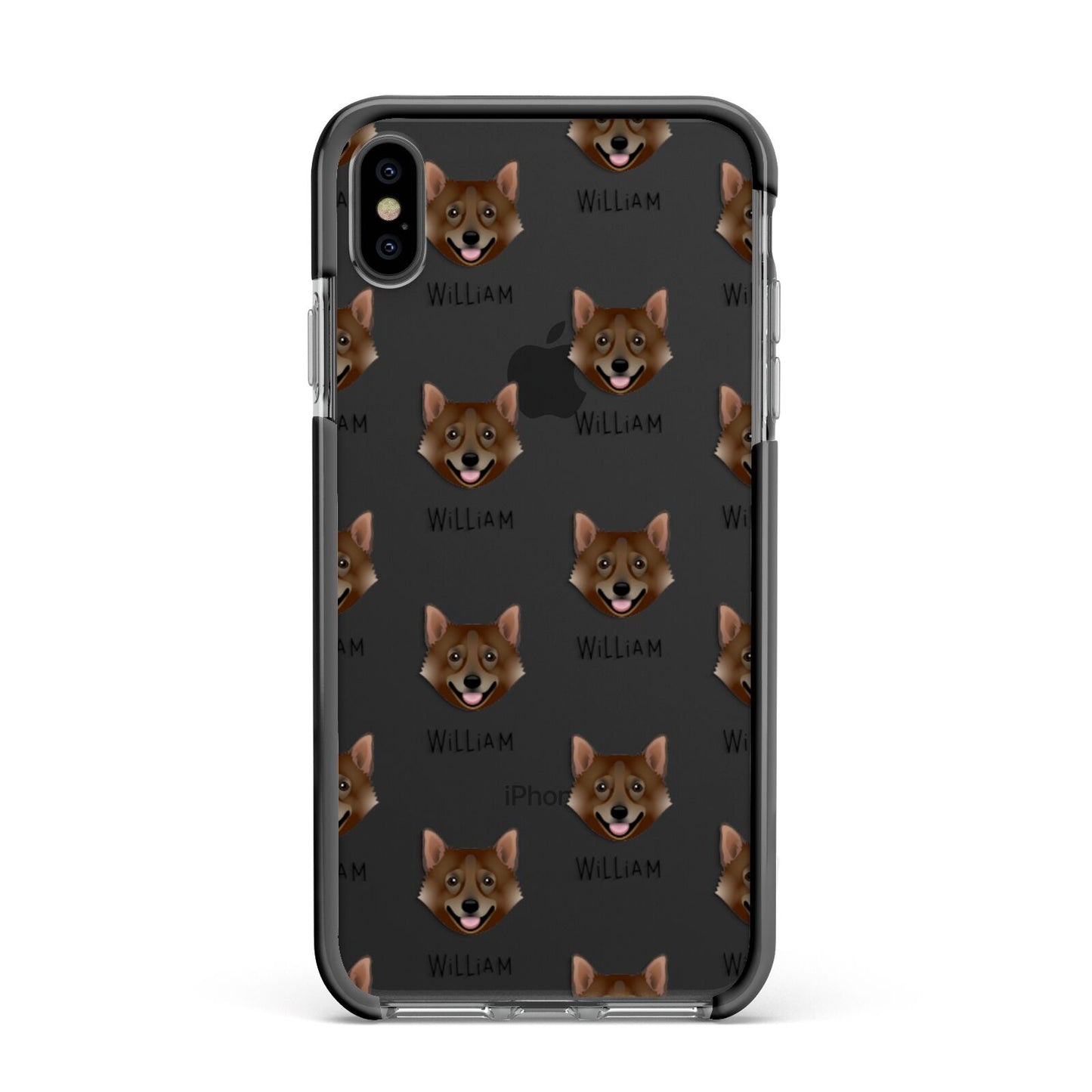 Swedish Vallhund Icon with Name Apple iPhone Xs Max Impact Case Black Edge on Black Phone