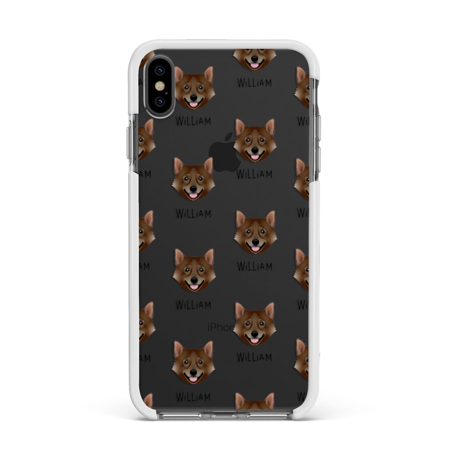 Swedish Vallhund Icon with Name Apple iPhone Xs Max Impact Case White Edge on Black Phone