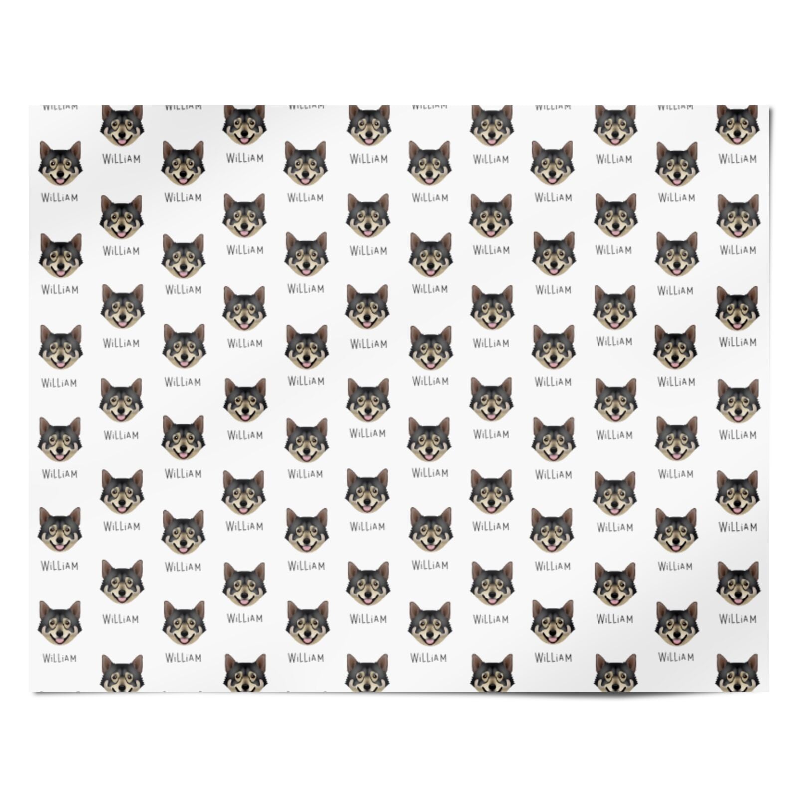 Swedish Vallhund Icon with Name Personalised Wrapping Paper Alternative