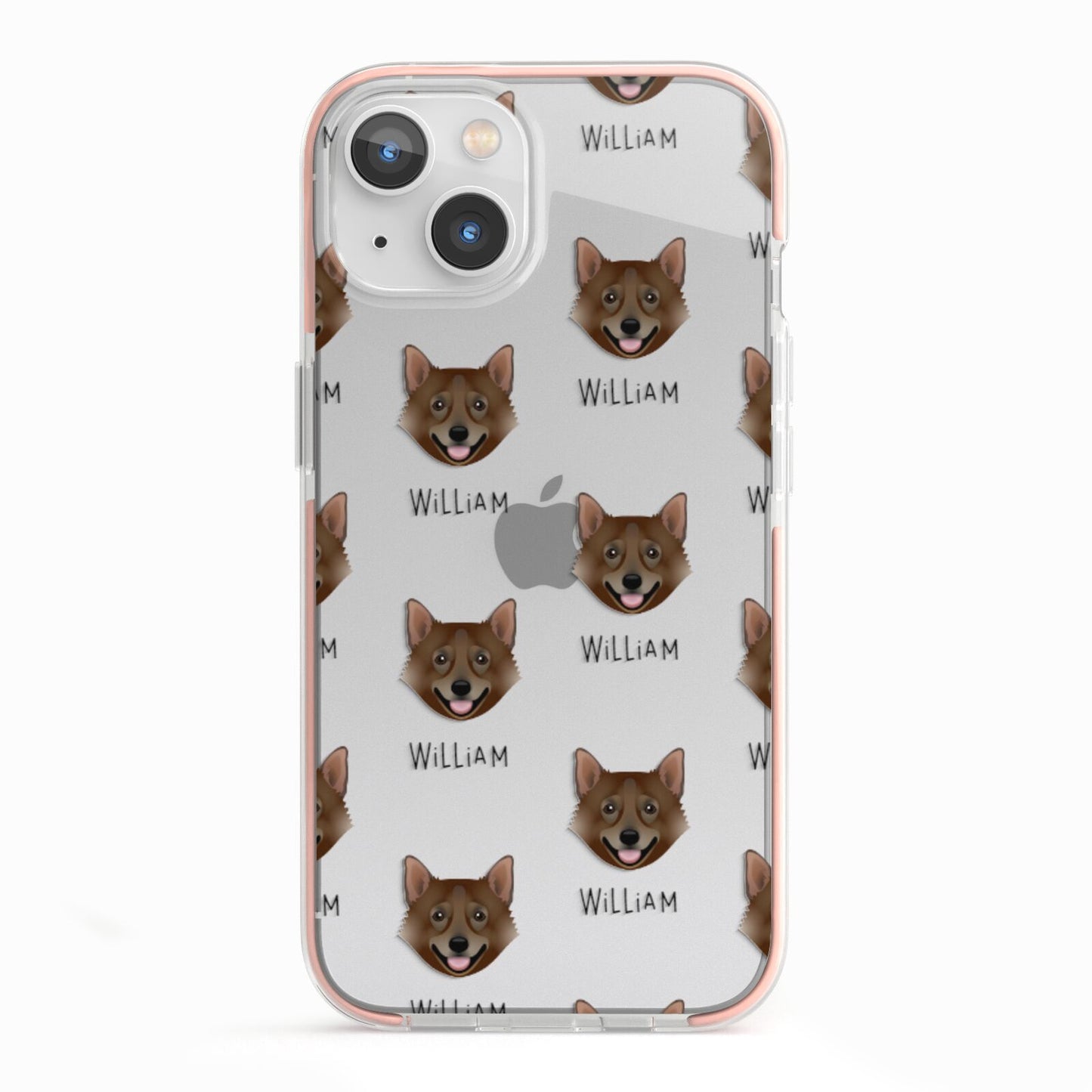 Swedish Vallhund Icon with Name iPhone 13 TPU Impact Case with Pink Edges