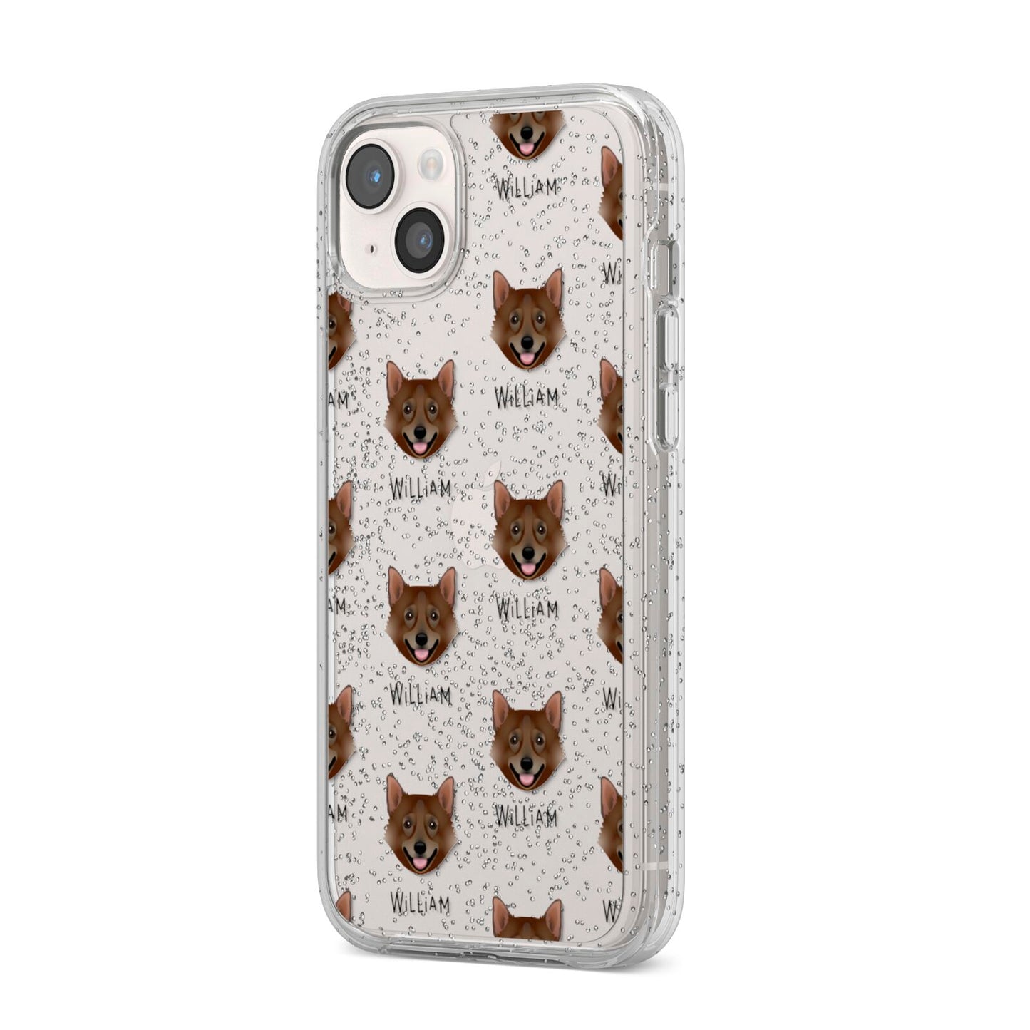 Swedish Vallhund Icon with Name iPhone 14 Plus Glitter Tough Case Starlight Angled Image