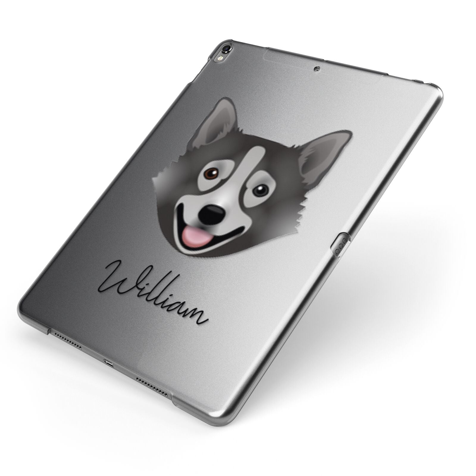 Swedish Vallhund Personalised Apple iPad Case on Grey iPad Side View