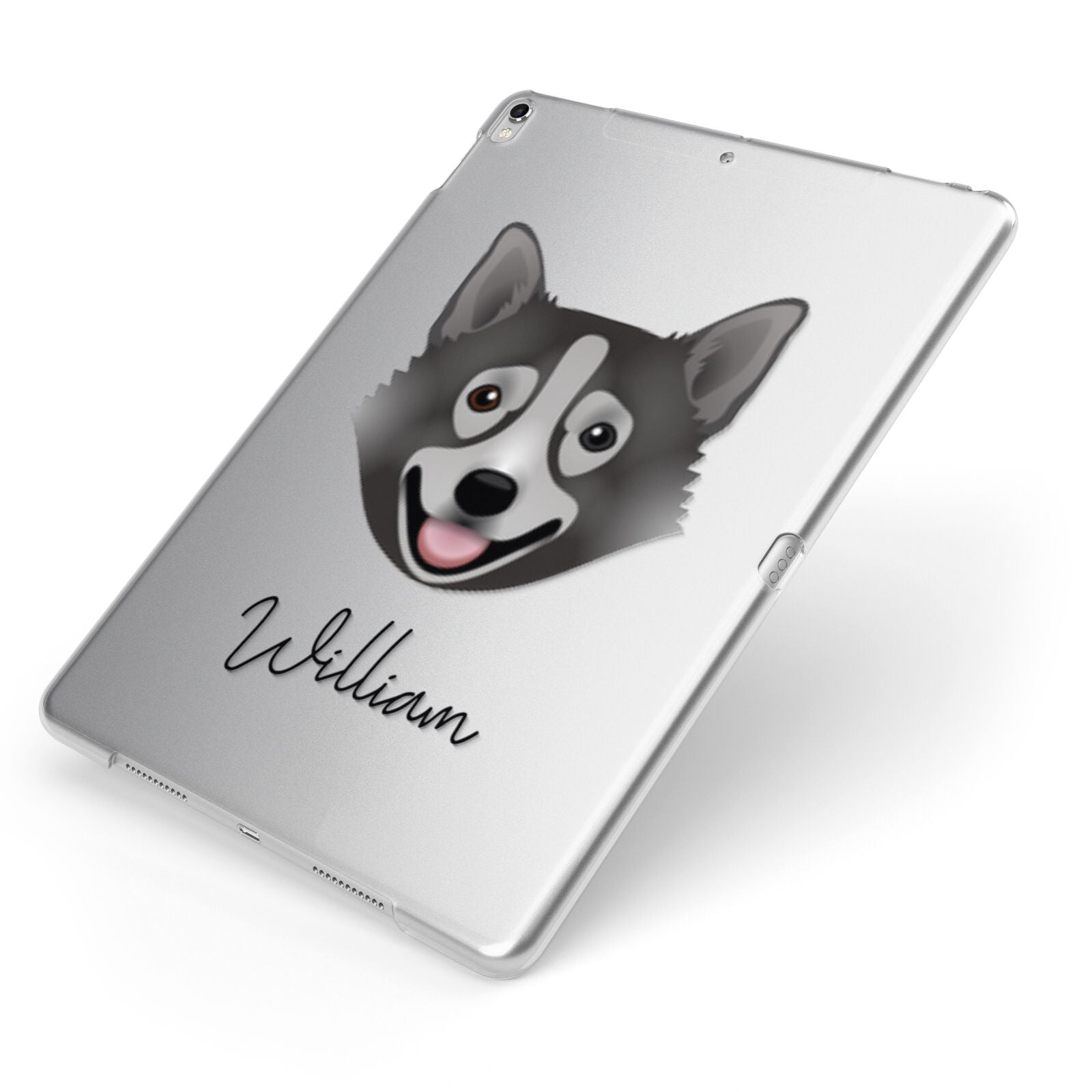 Swedish Vallhund Personalised Apple iPad Case on Silver iPad Side View