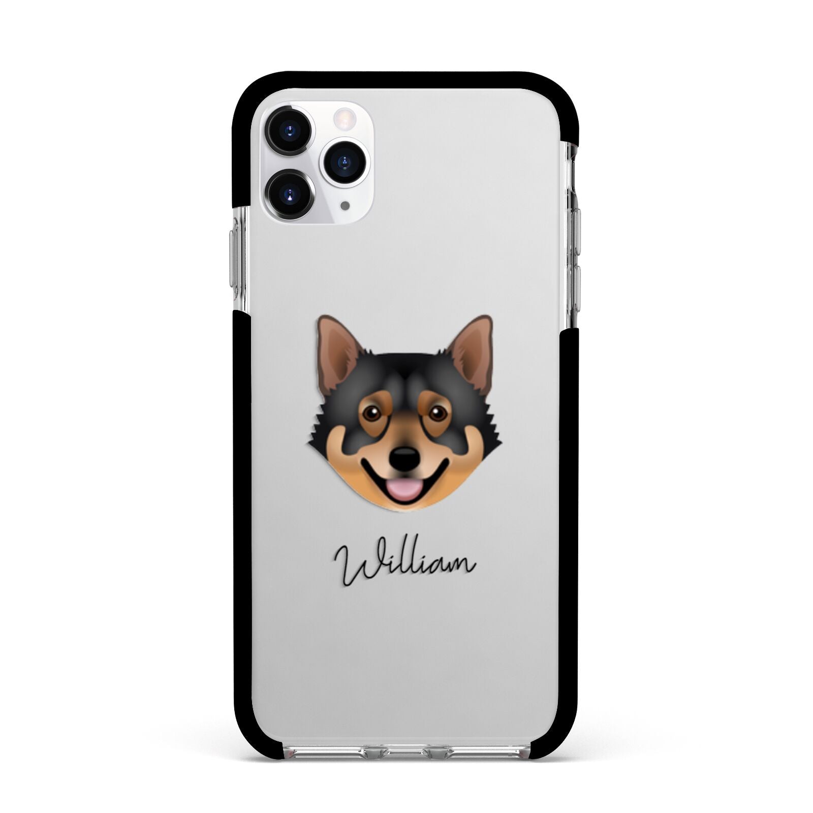 Swedish Vallhund Personalised Apple iPhone 11 Pro Max in Silver with Black Impact Case