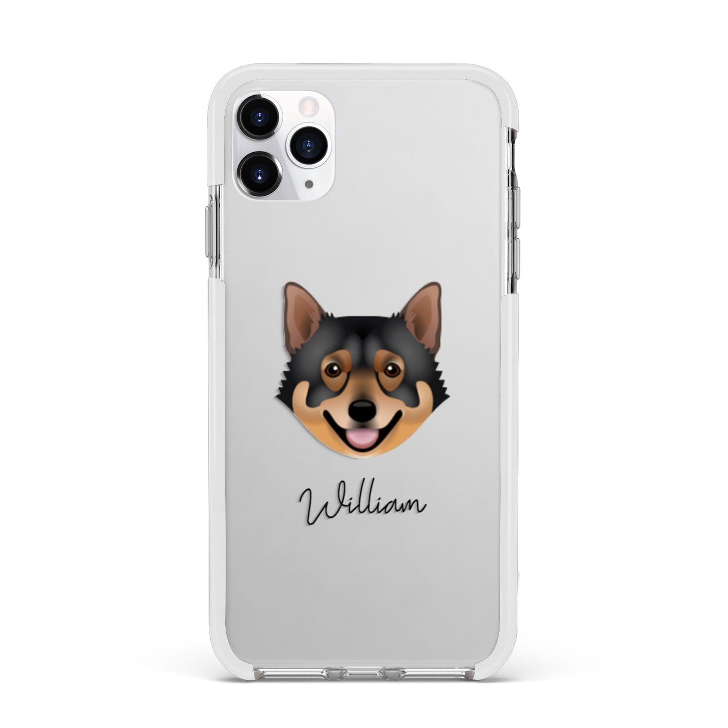 Swedish Vallhund Personalised Apple iPhone 11 Pro Max in Silver with White Impact Case