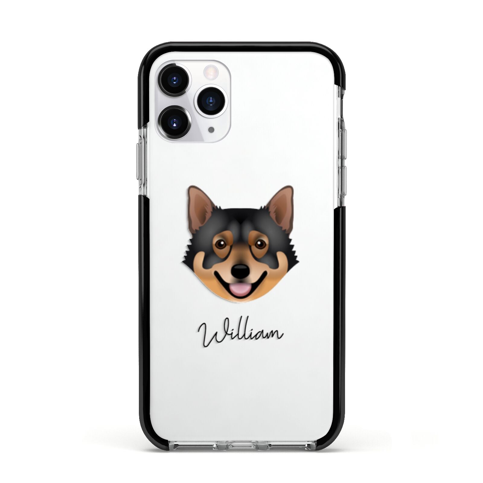 Swedish Vallhund Personalised Apple iPhone 11 Pro in Silver with Black Impact Case