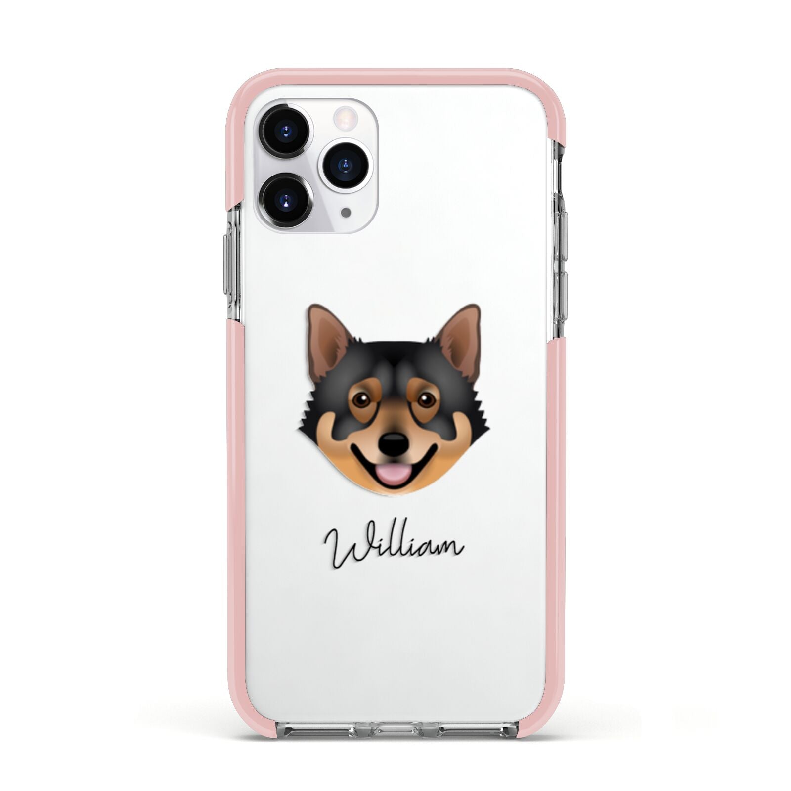 Swedish Vallhund Personalised Apple iPhone 11 Pro in Silver with Pink Impact Case