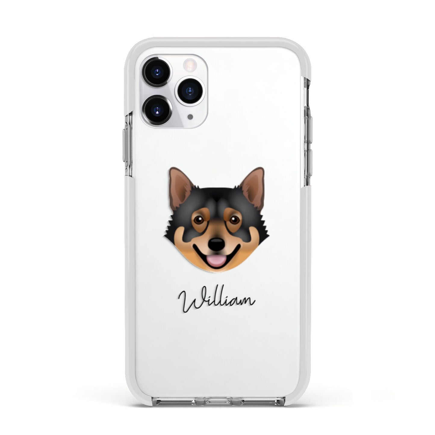 Swedish Vallhund Personalised Apple iPhone 11 Pro in Silver with White Impact Case