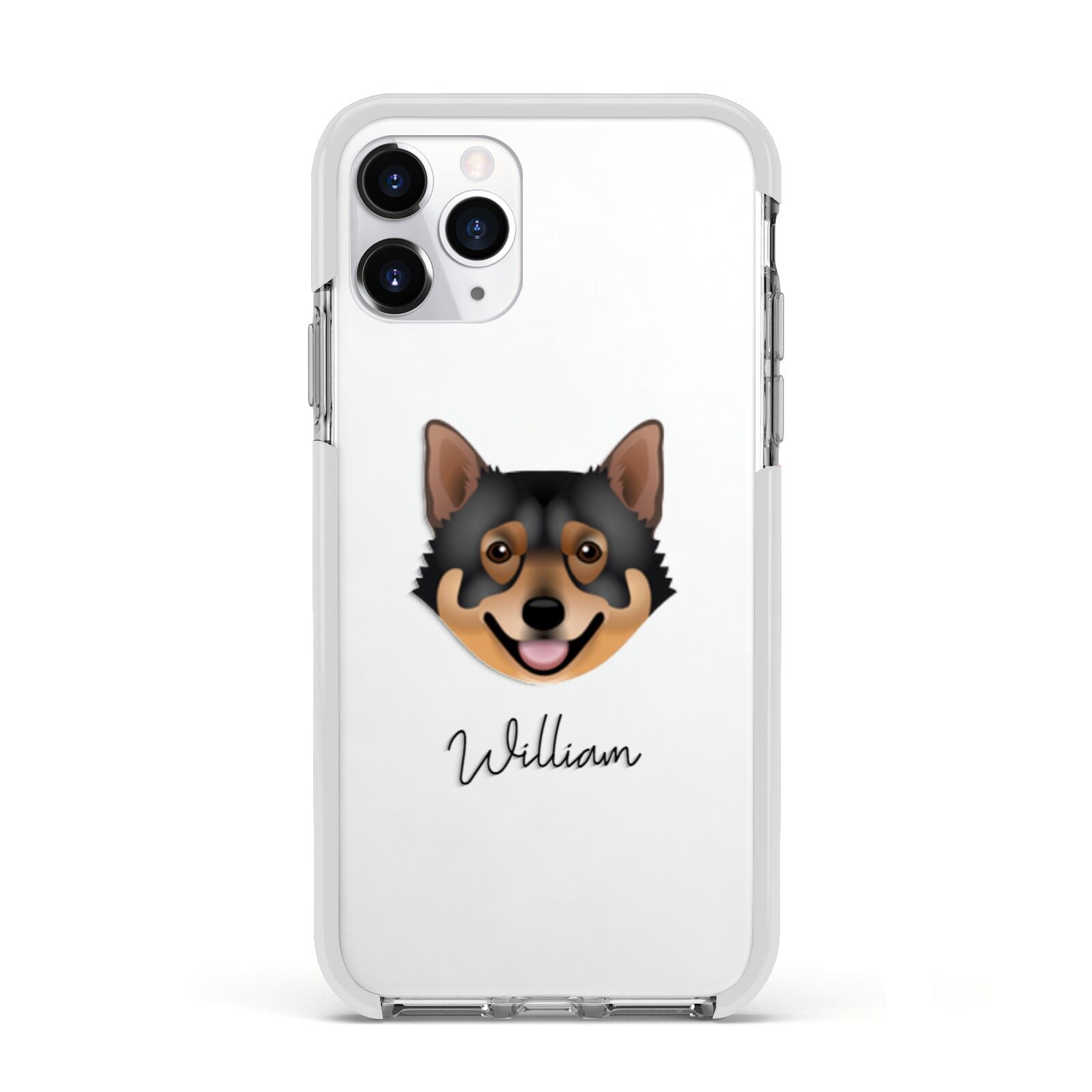 Swedish Vallhund Personalised Apple iPhone 11 Pro in Silver with White Impact Case
